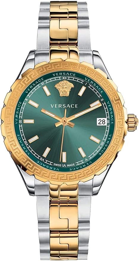 Versace Ladies Watch Hellenyium Green Two-Tone Gold V12050016-GR8 Sunglasses