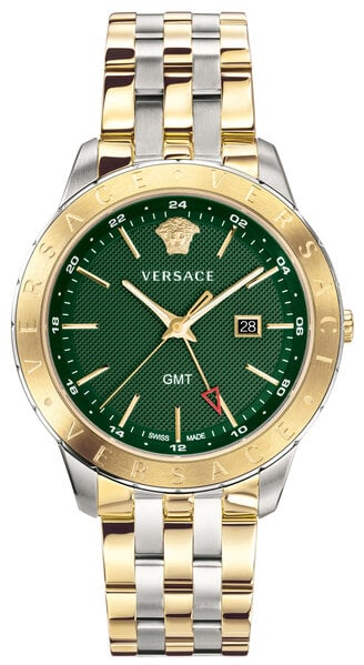Versace Men's Watch Univers GMT Green Two-Tone Bracelet VEBK00718-GR8 Sunglasses