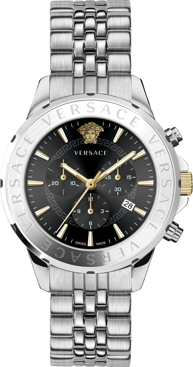 Versace Men's Watch Chrono Signature Black Bracelet VEV601523-GR8 Sunglasses