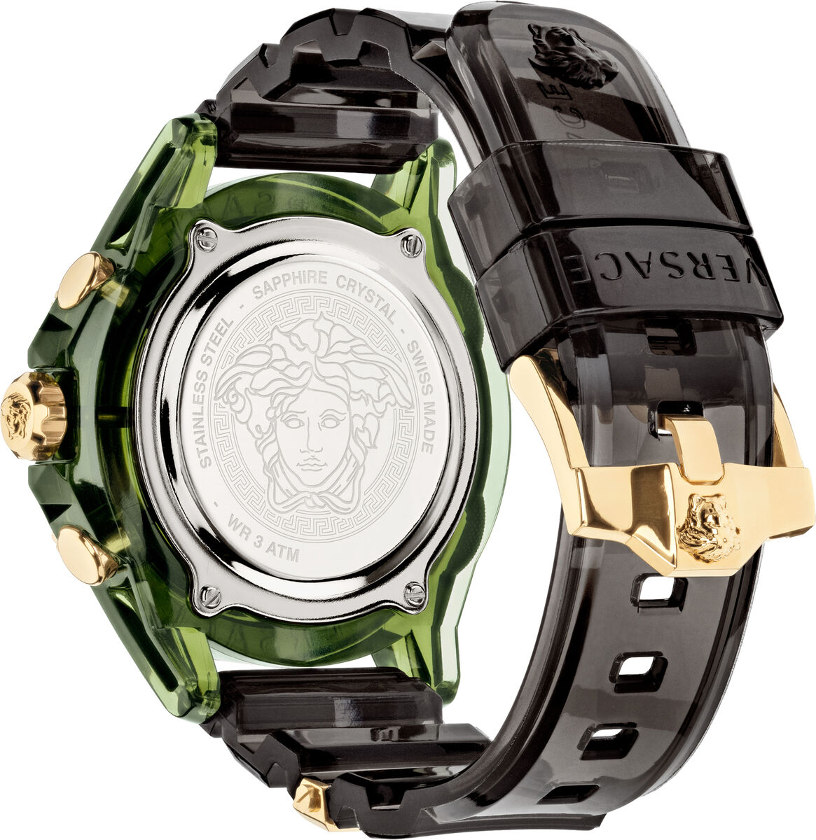 Versace Unisex Watch Chronograph Active Military Green VEZ700321-GR8 Sunglasses