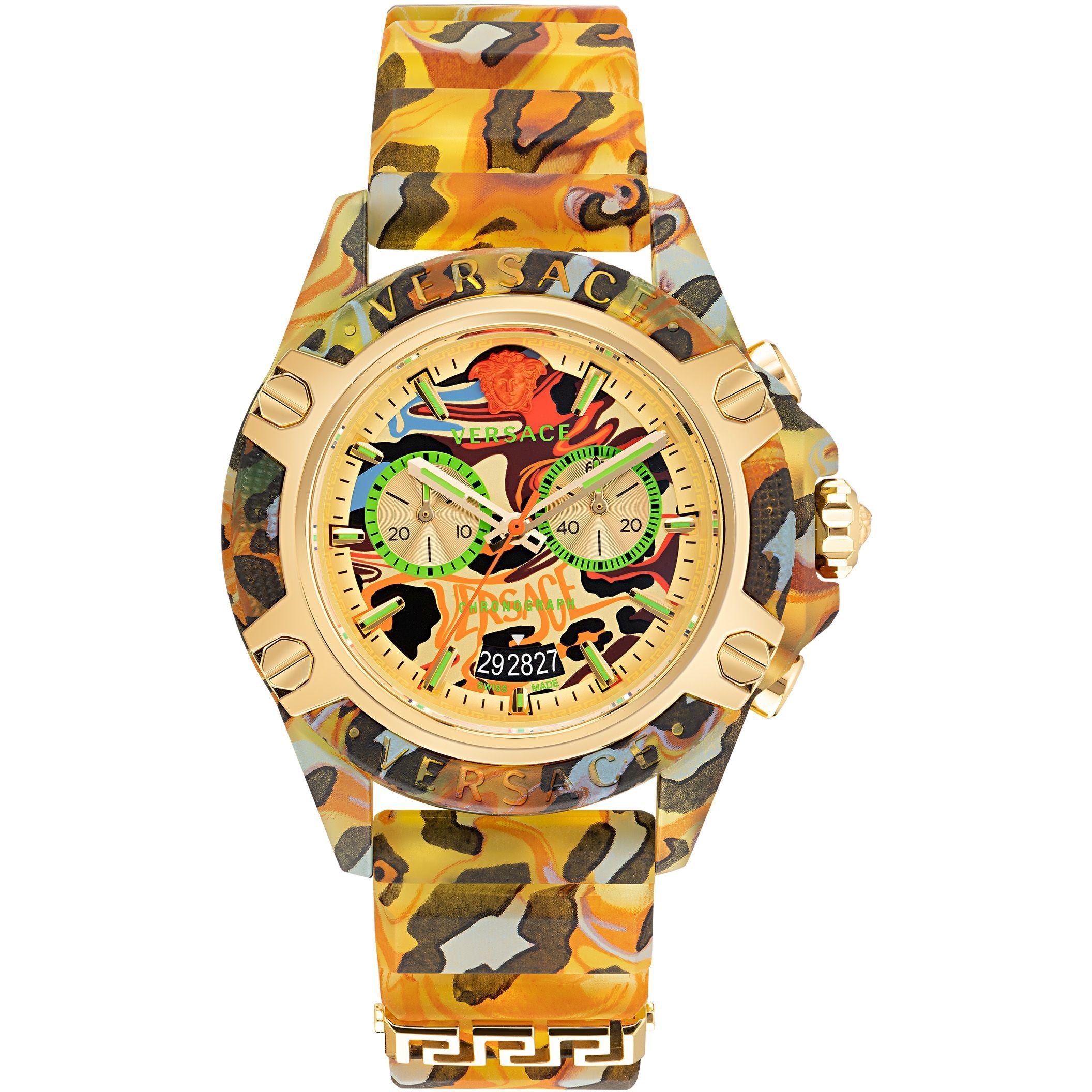 Versace Unisex Watch Chronograph Active Yellow Leopard VEZ700822-GR8 Sunglasses