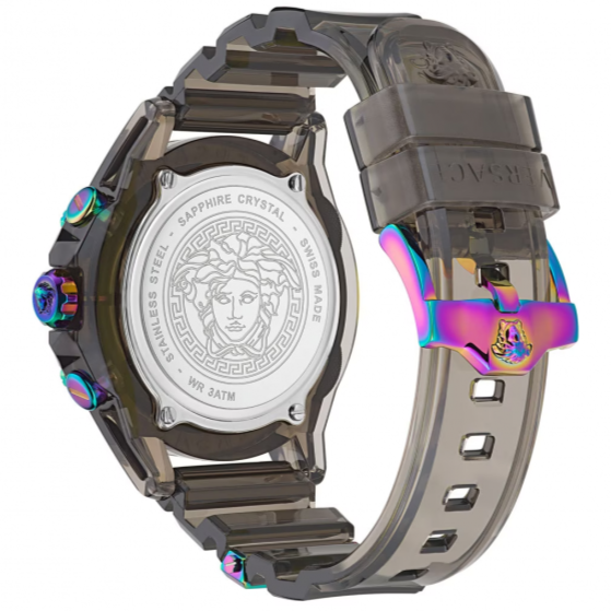 Versace Unisex Watch Chronograph Active Black VEZ701022-GR8 Sunglasses