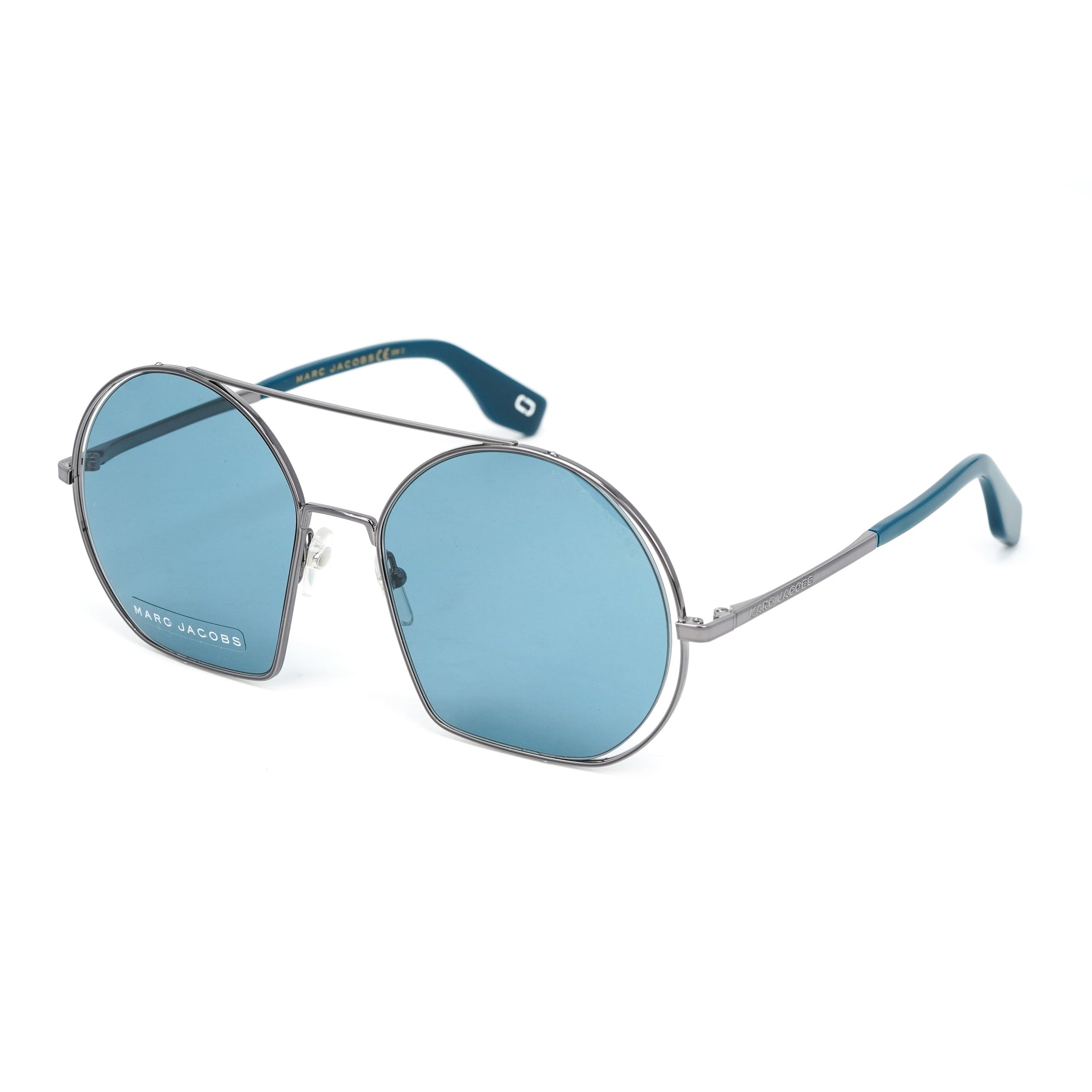 Marc Jacobs Unisex Oversized Pilot Sunglasses Silver Blue MARC 325/S Y6I-GR8 Sunglasses