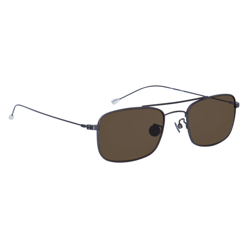 Ann Demeulemeester AD46C3SUN antique silver titanium aviator sunglasses with brown lenses