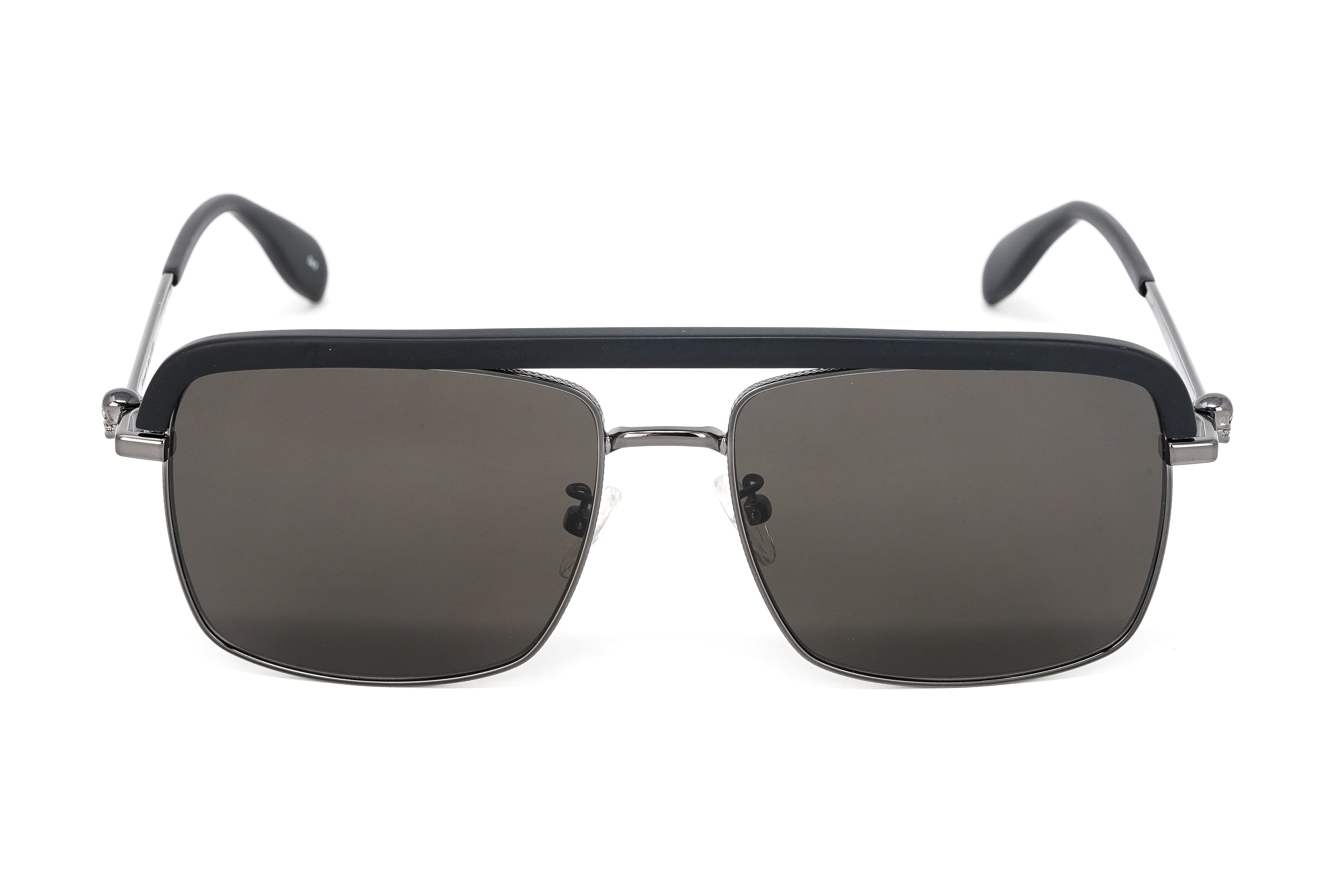 Alexander McQueen Men's Sunglasses Browline Grey/Black AM0258S-002 59-GR8 Sunglasses