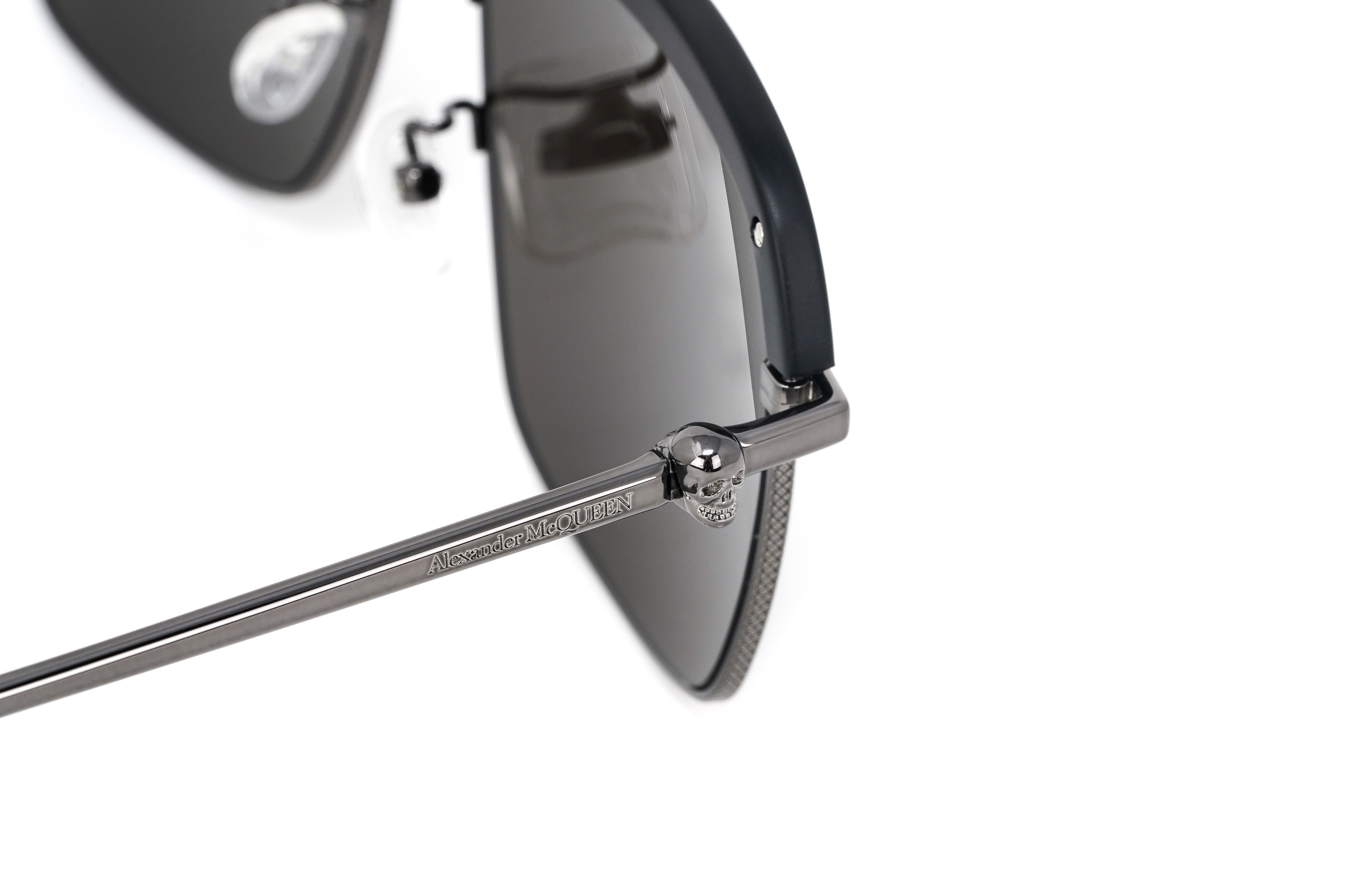 Alexander McQueen Men's Sunglasses Browline Grey/Black AM0258S-002 59-GR8 Sunglasses