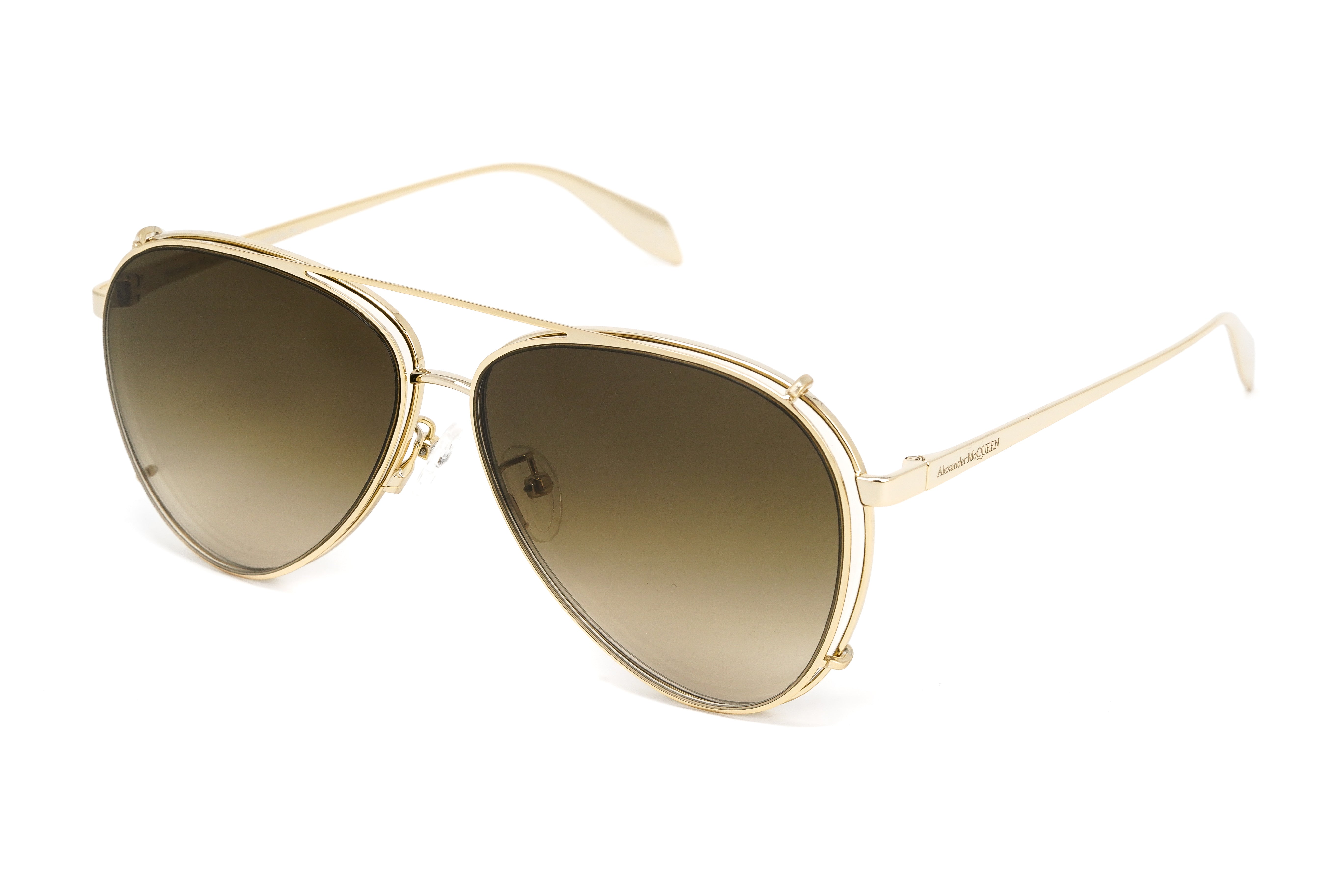 Alexander McQueen Unisex Sunglasses Pilot Gold AM0263S-002 62-GR8 Sunglasses