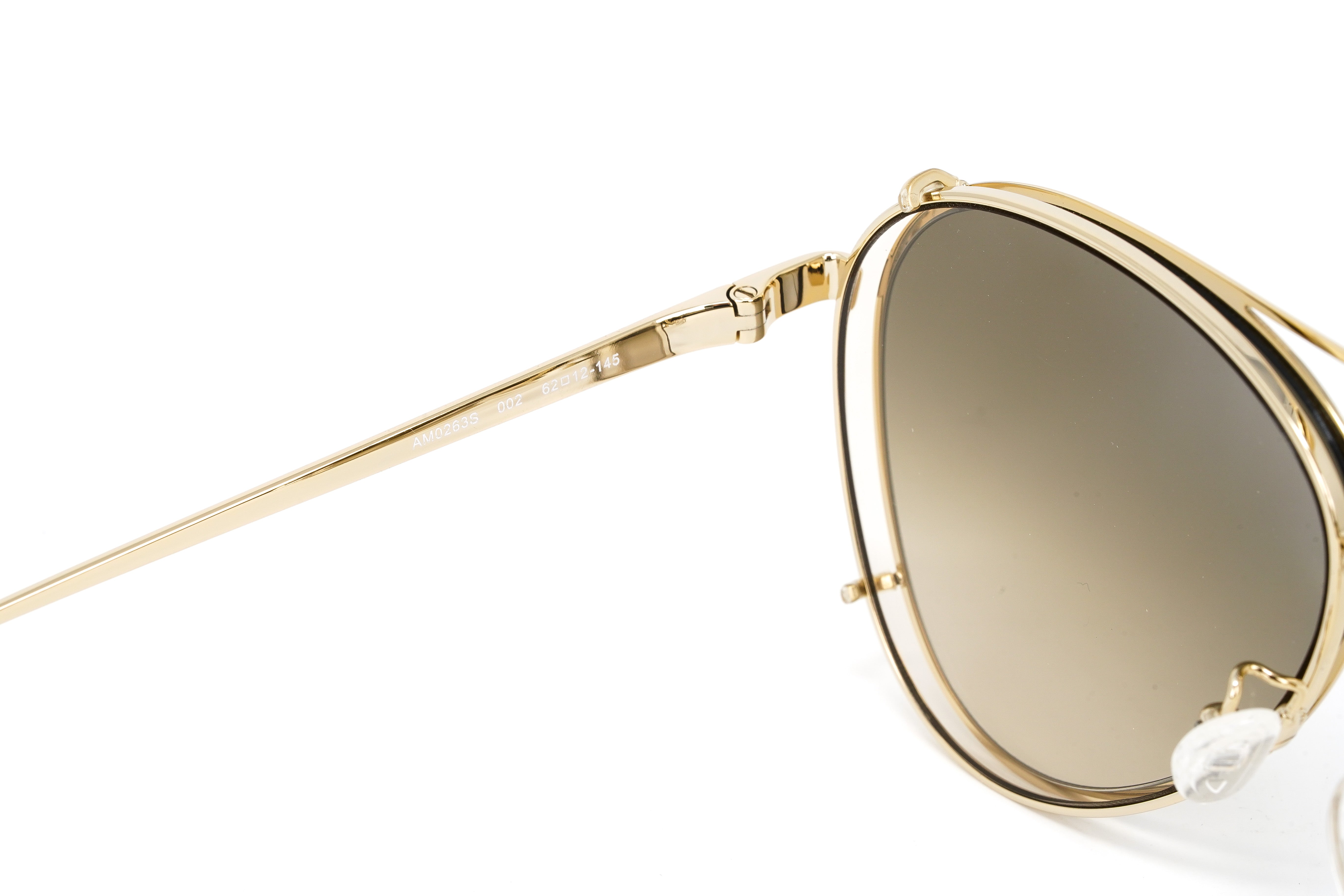 Alexander McQueen Unisex Sunglasses Pilot Gold AM0263S-002 62-GR8 Sunglasses