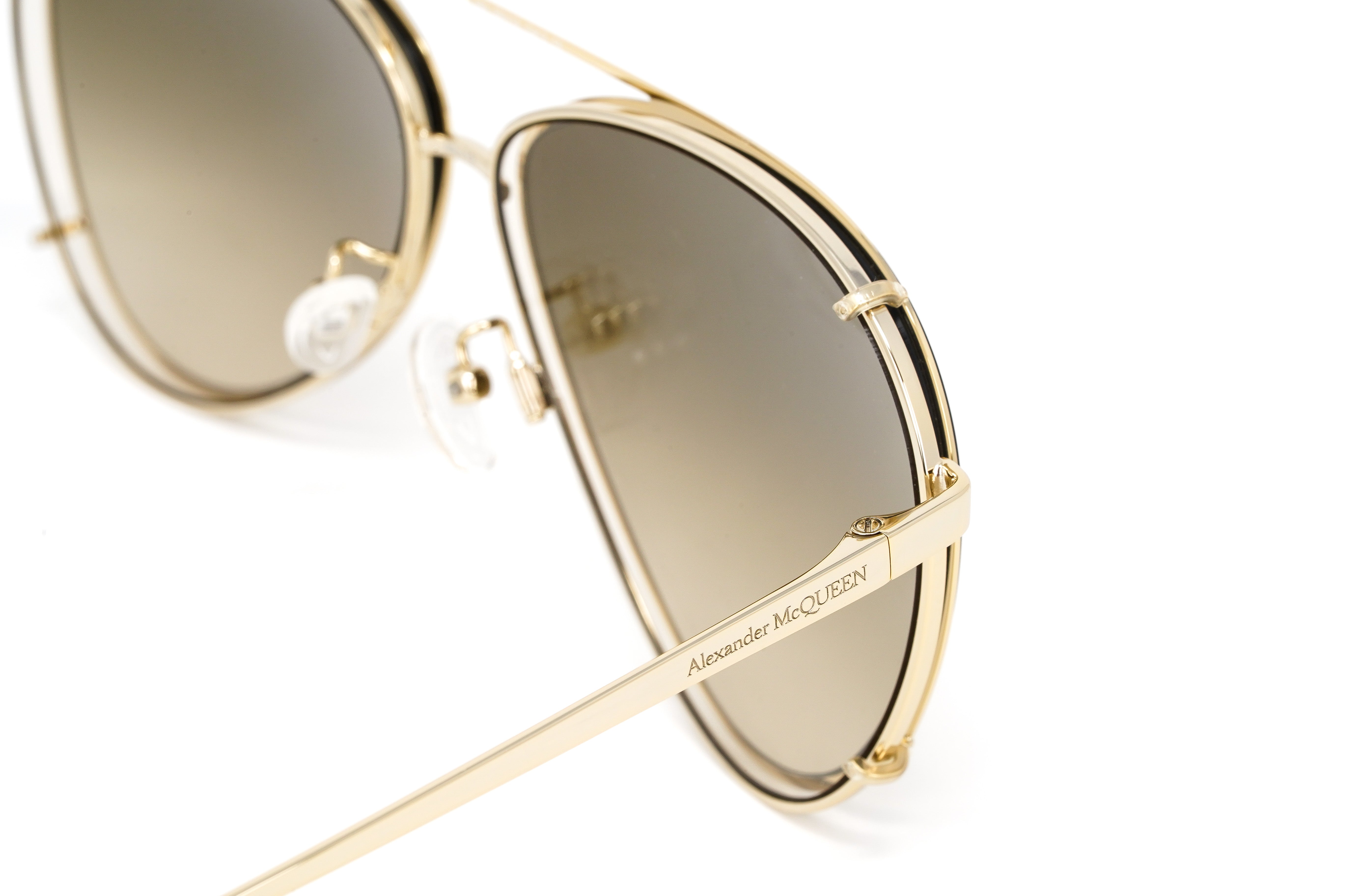 Alexander McQueen Unisex Sunglasses Pilot Gold AM0263S-002 62-GR8 Sunglasses