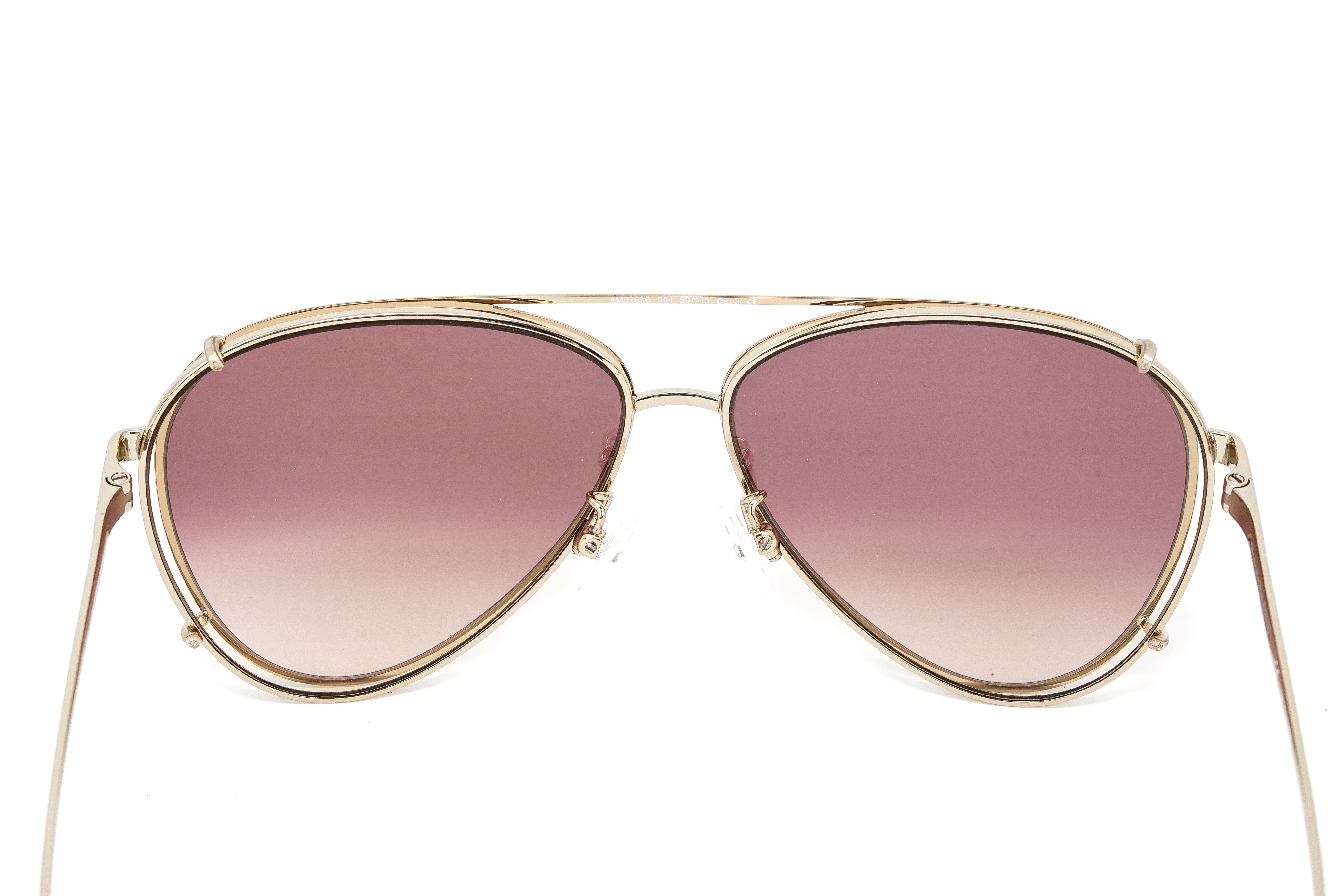 Alexander McQueen Unisex Sunglasses Pilot Rose Gold AM0263S-004 62-GR8 Sunglasses