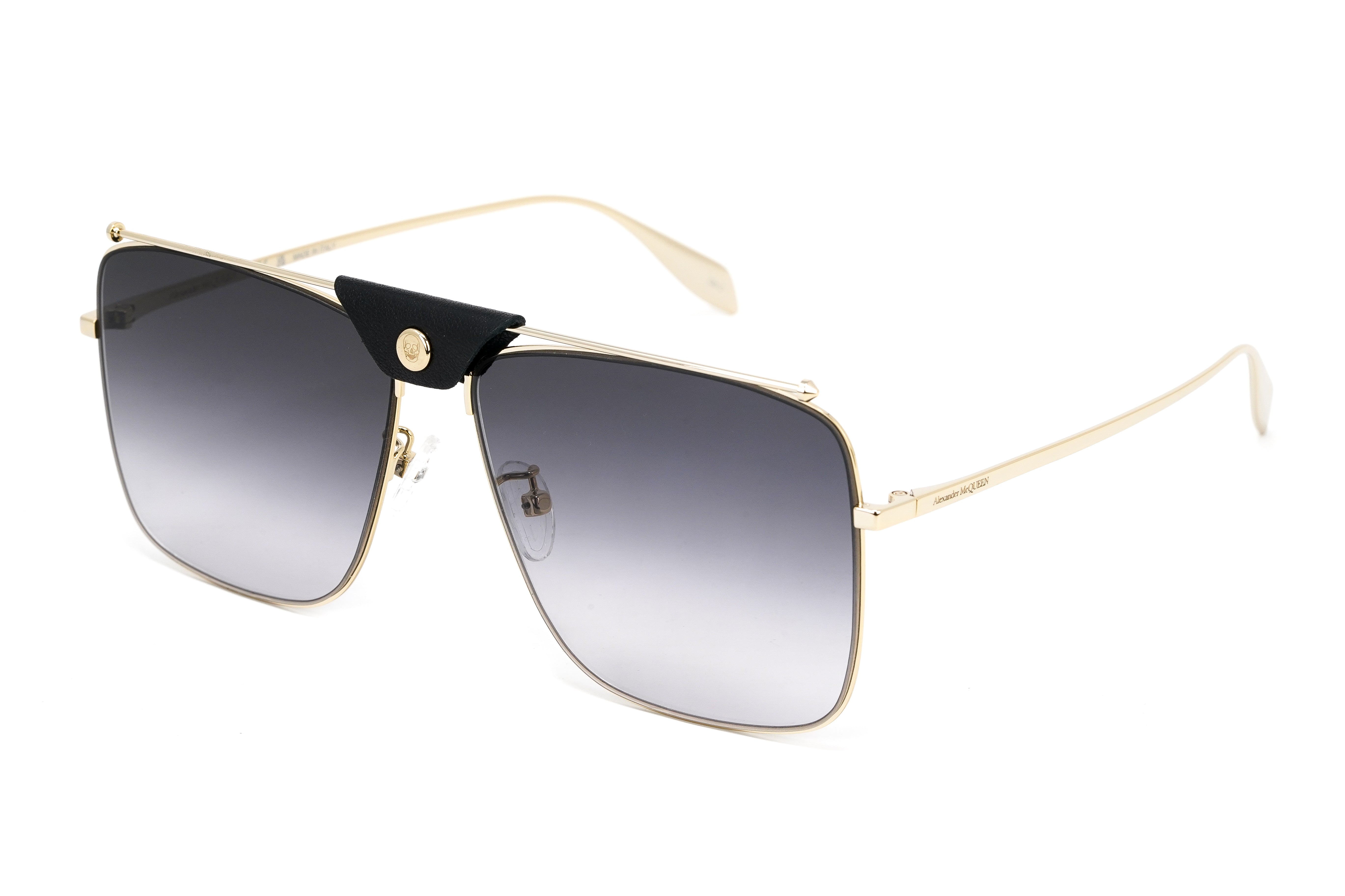 Alexander McQueen Unisex Sunglasses Browline Gold AM0318S-001 61-GR8 Sunglasses