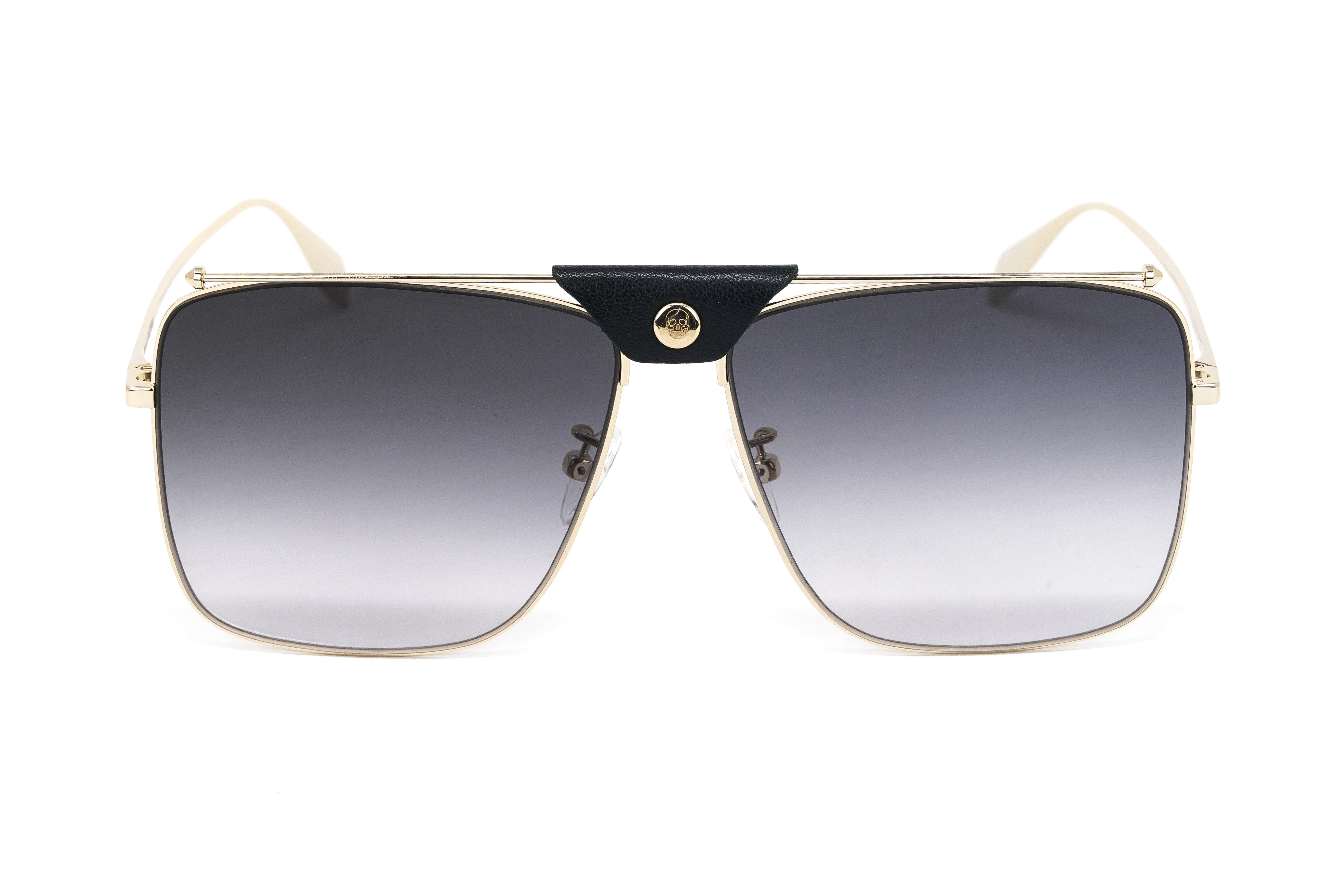 Alexander McQueen Unisex Sunglasses Browline Gold AM0318S-001 61-GR8 Sunglasses