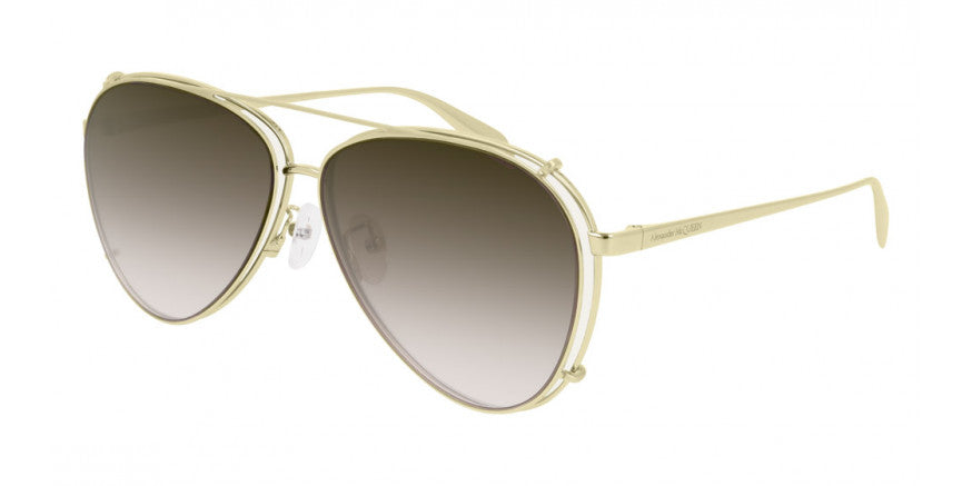 Alexander McQueen Unisex Sunglasses Pilot Gold AM0263S-002 62-GR8 Sunglasses
