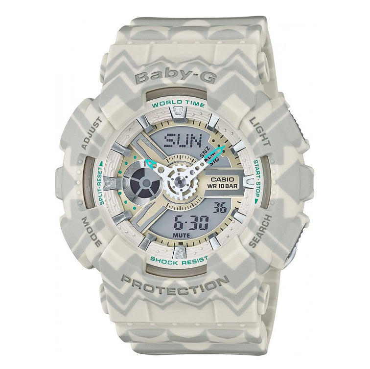 Casio Baby-G Watch Ladies Tribal Pattern Grey BA-110TP-8ADR-GR8 Sunglasses