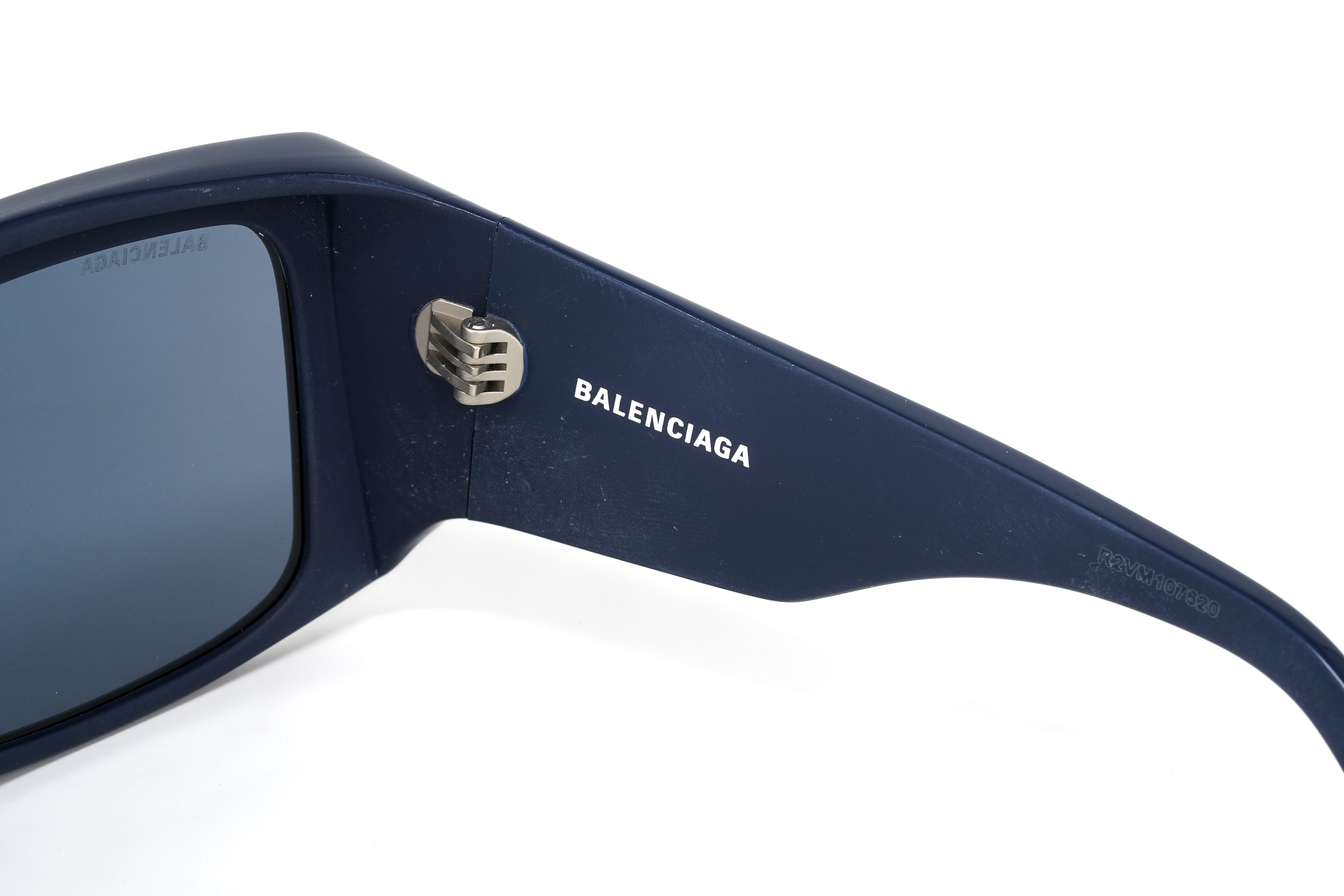 Balenciaga Unisex Sunglasses Oversized Rectangle Blue BB0002S-004 63-GR8 Sunglasses