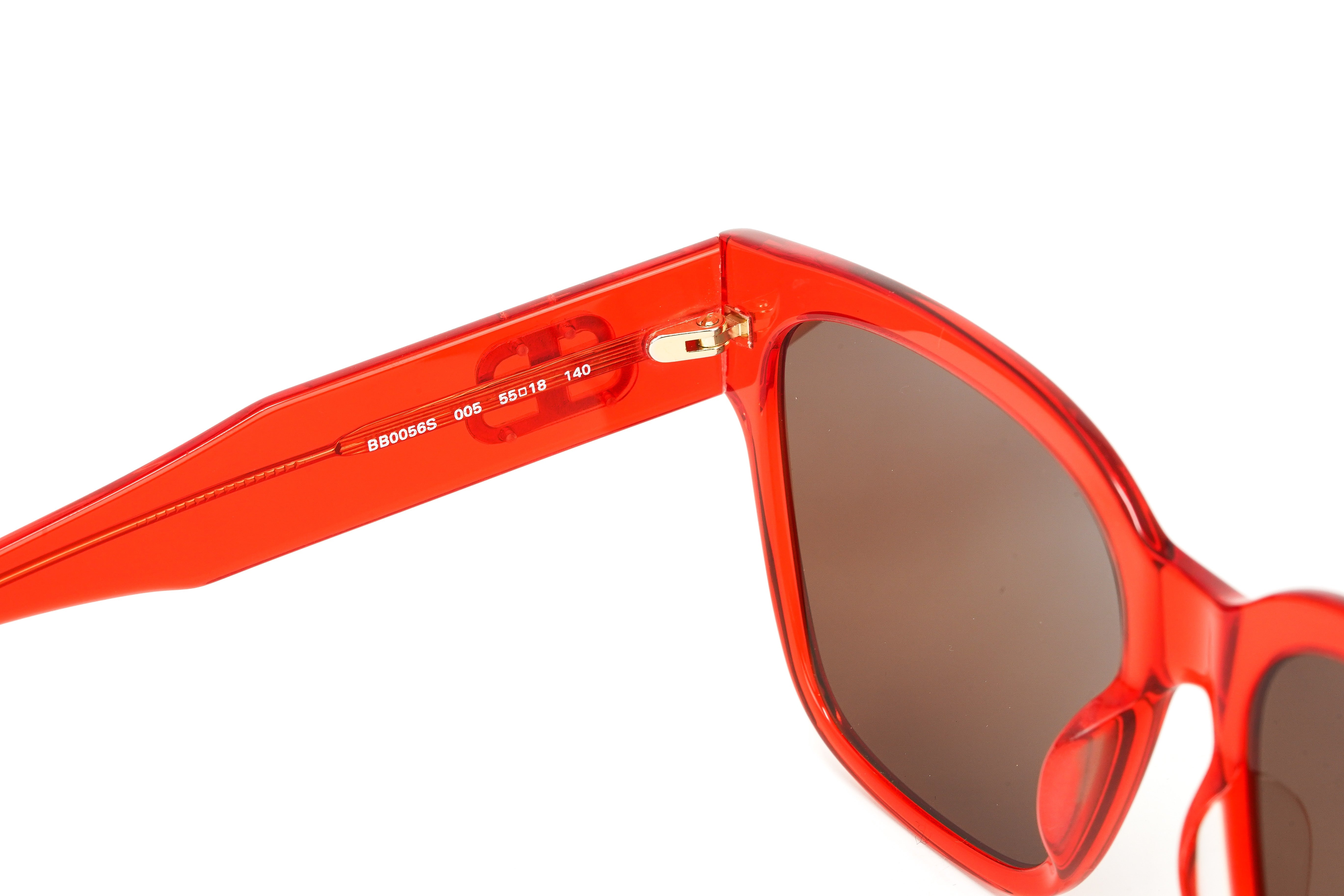 Balenciaga Women's Sunglasses Oversized Square Red BB0056S-005 55-GR8 Sunglasses