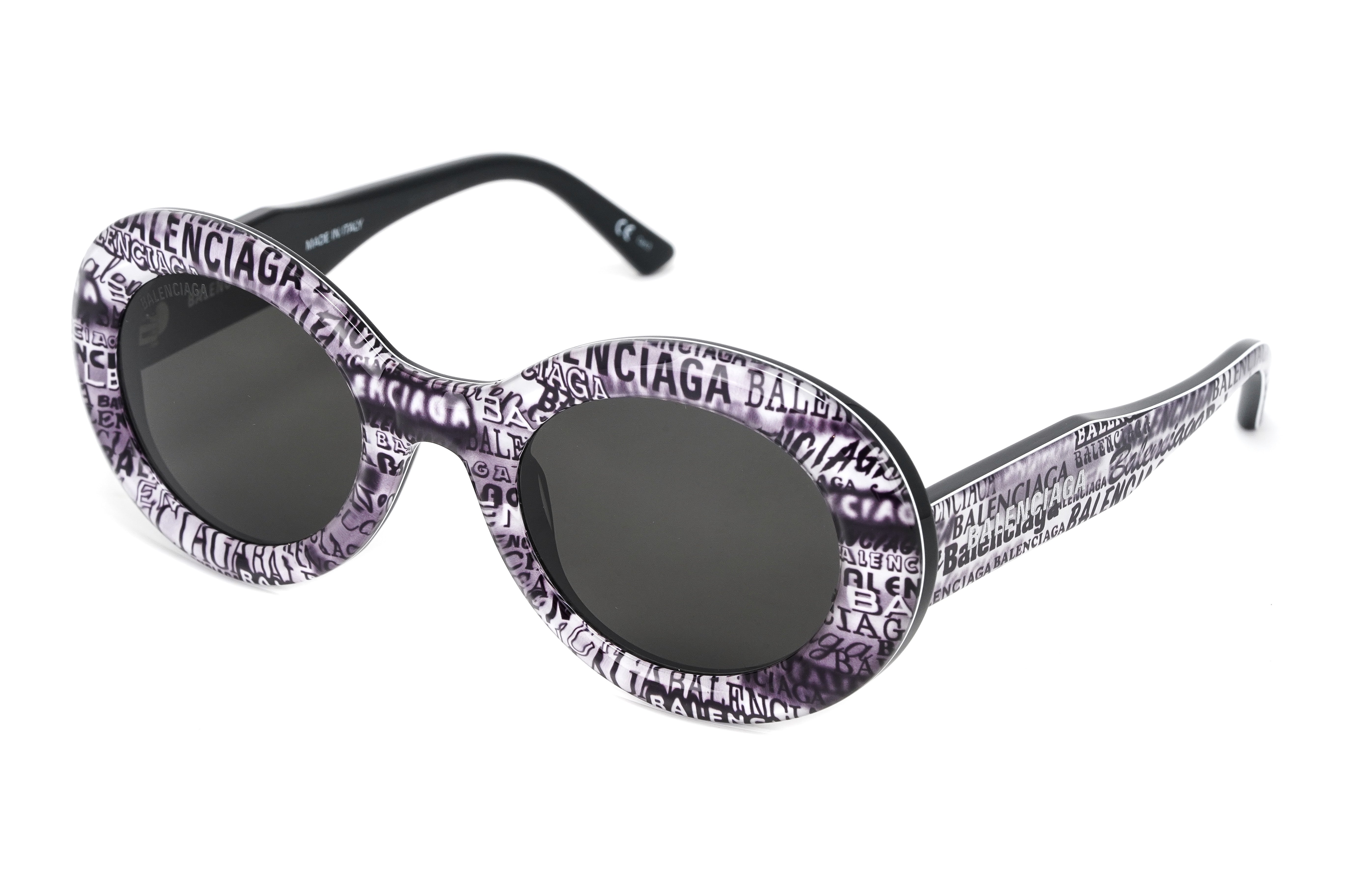 Balenciaga Women's Sunglasses Oval Logo Black/Clear BB0074S-004 50-GR8 Sunglasses