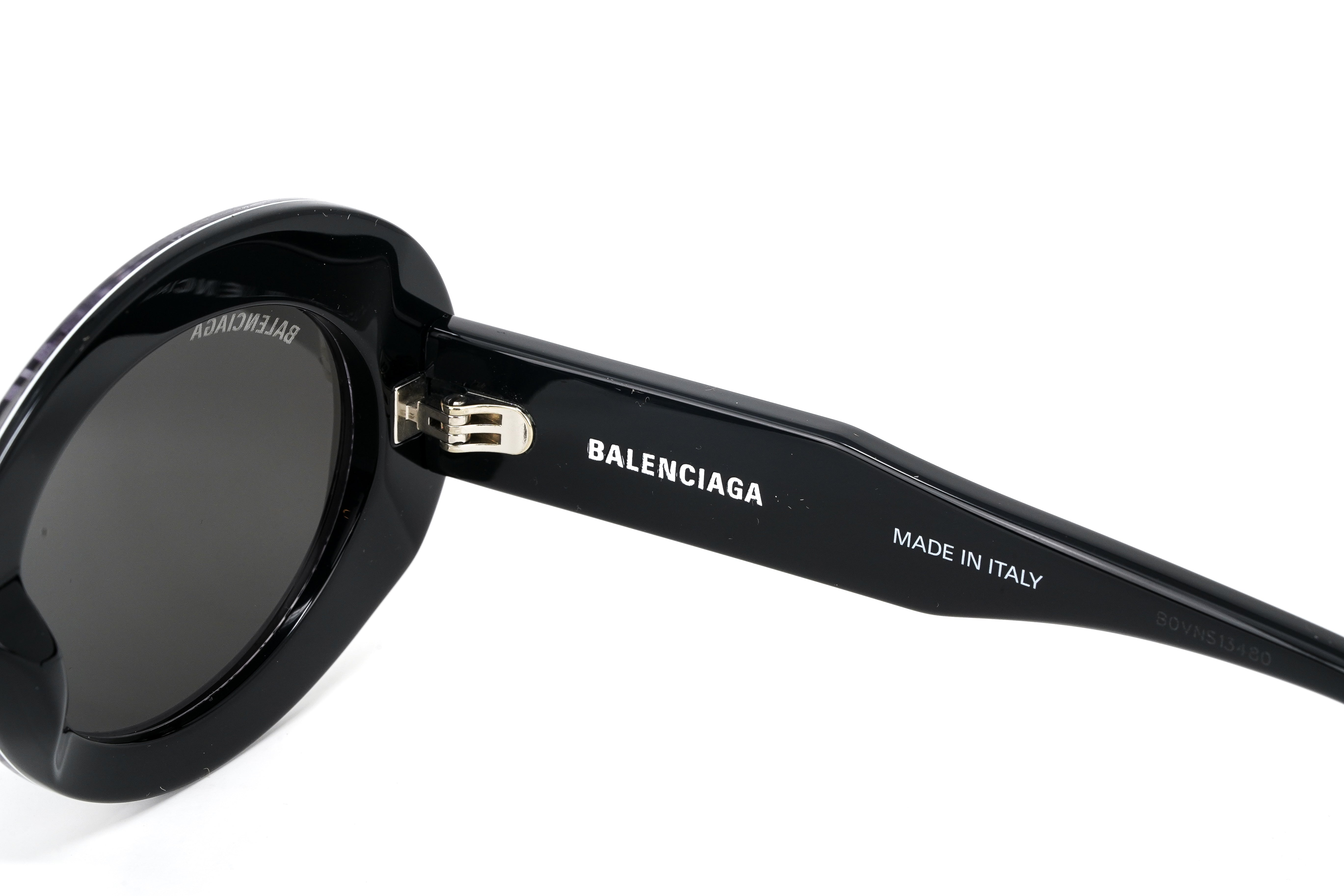 Balenciaga Women's Sunglasses Oval Logo Black/Clear BB0074S-004 50-GR8 Sunglasses