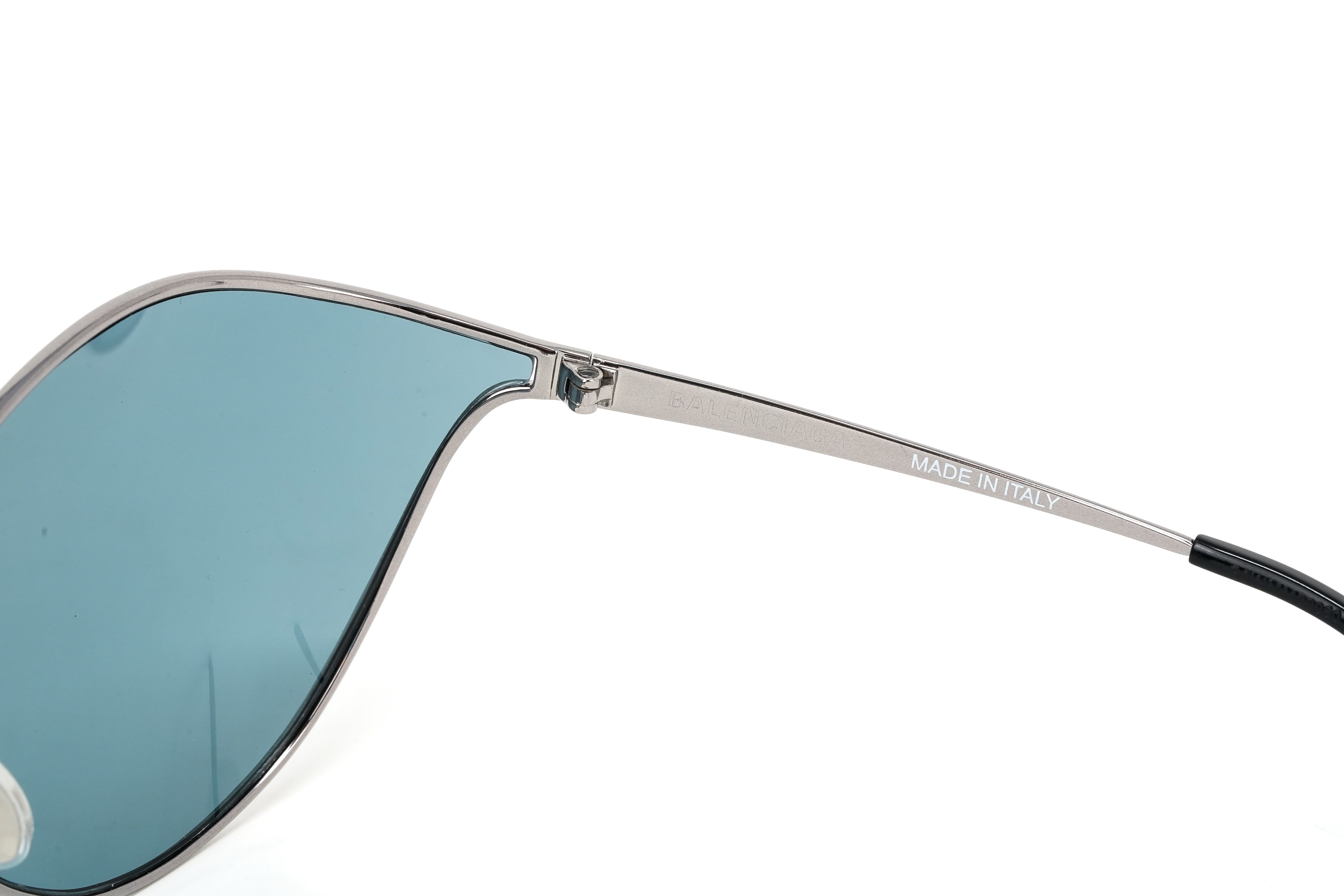 Balenciaga Women's Sunglasses Oversized Cat Eye Ruthenium Blue BB0137S-002 77-GR8 Sunglasses