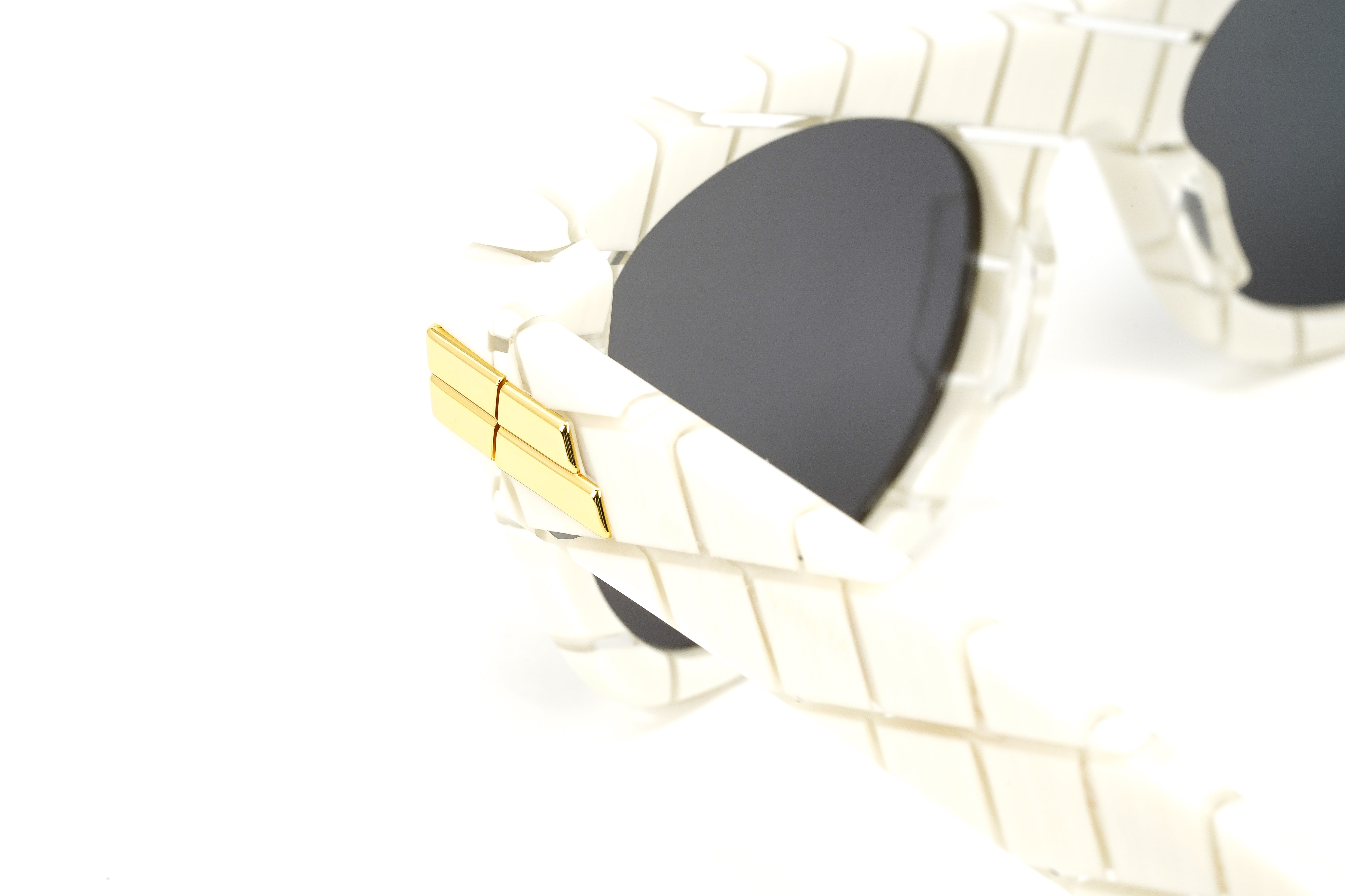 Bottega Veneta Unisex Sunglasses Classic Cubed Ivory White BV1103S-004 54-GR8 Sunglasses