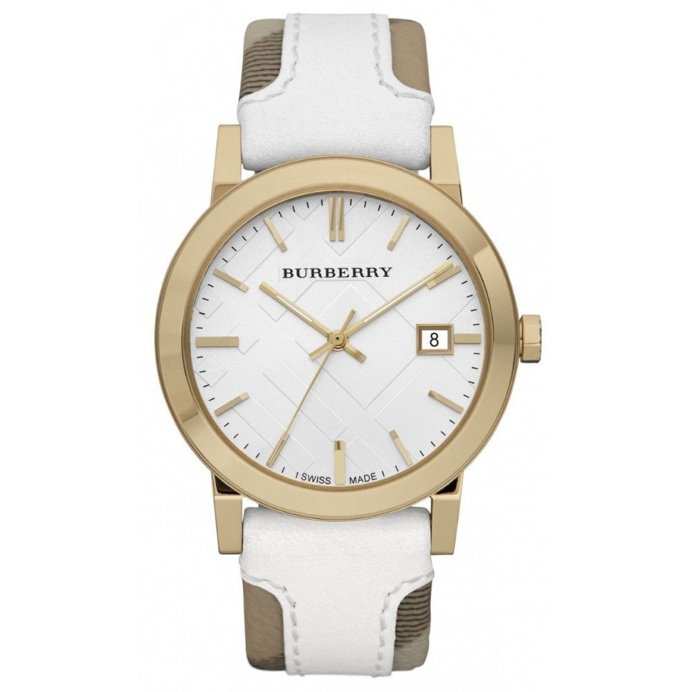 Burberry Watch The City Check Stamped White Gold PVD BU9015-GR8 Sunglasses
