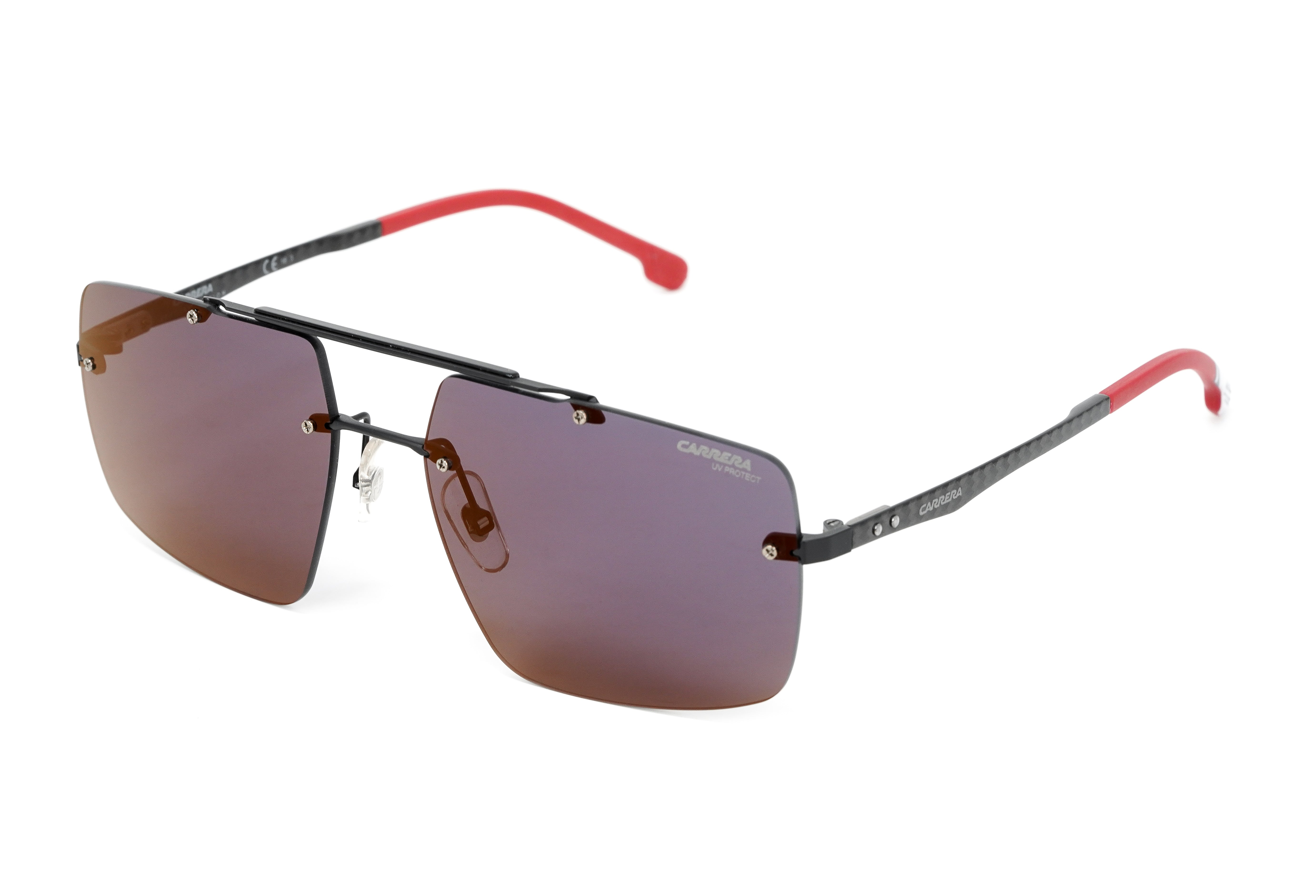 Carrera Men's Sunglasses Rimless Browline Red Mirror 8034/SE 003-GR8 Sunglasses