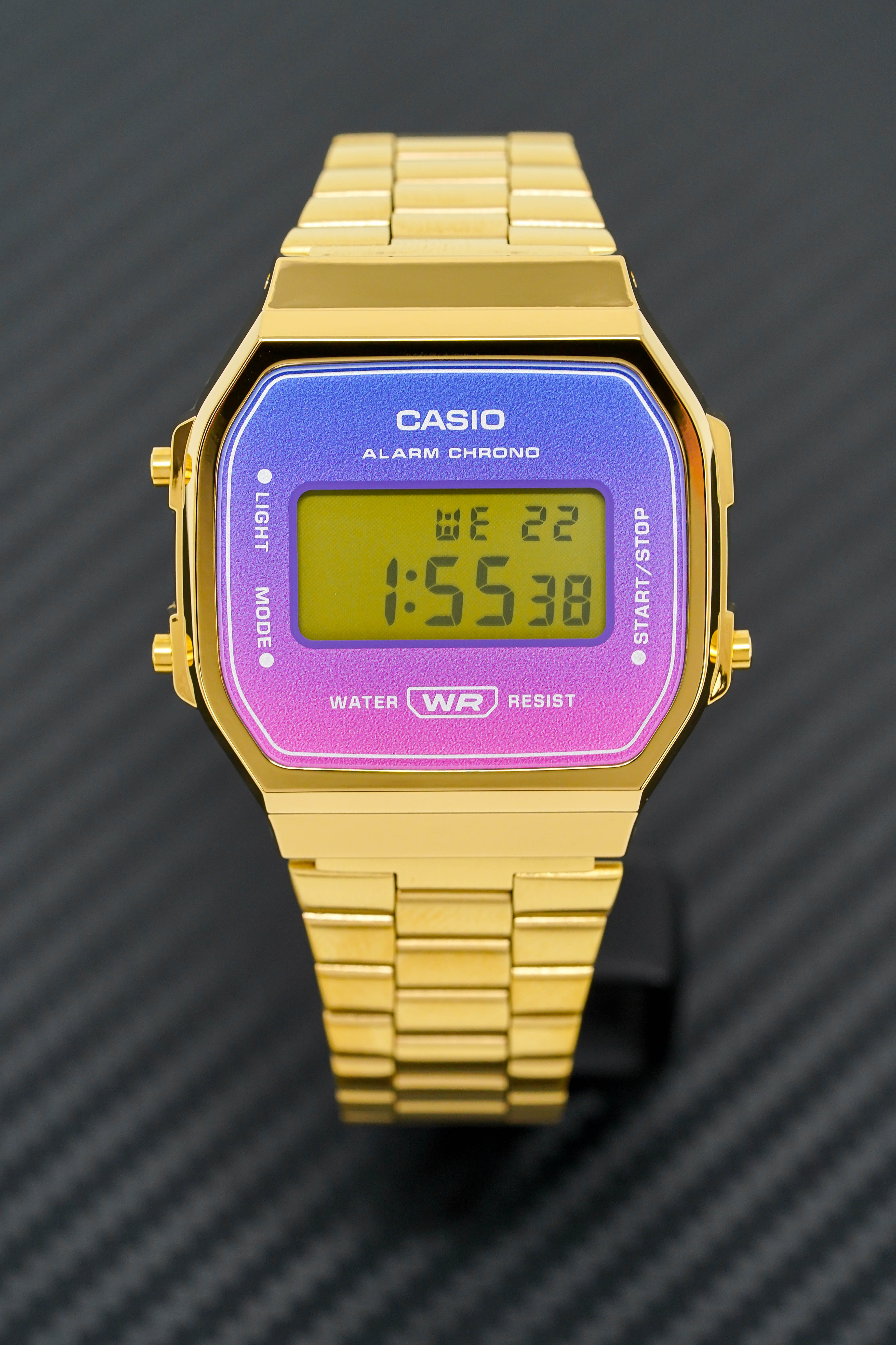 Casio Watch Digital Vintage Gold Pink/Purple A168WERG-2ADF-GR8 Sunglasses