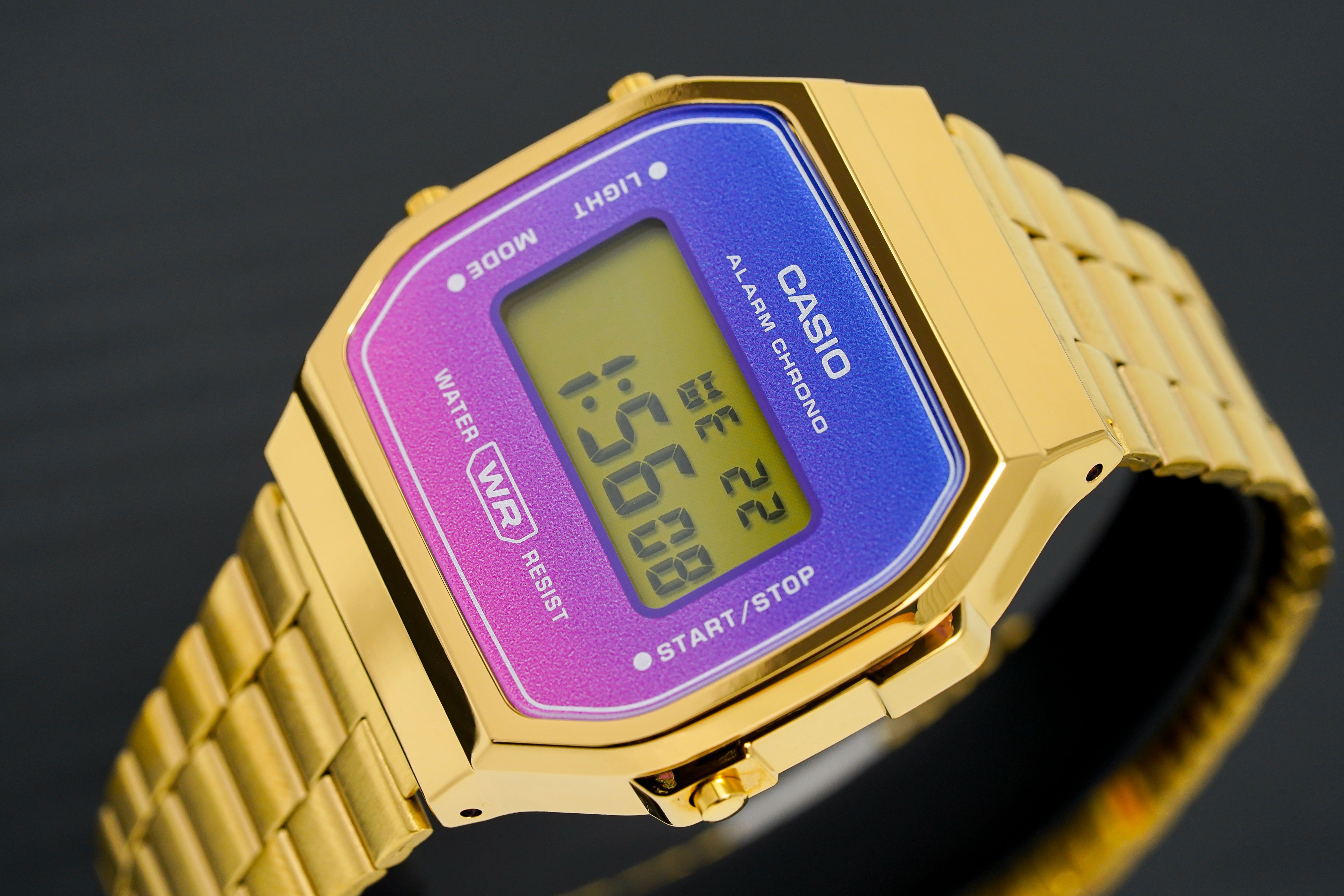 Casio Watch Digital Vintage Gold Pink/Purple A168WERG-2ADF-GR8 Sunglasses