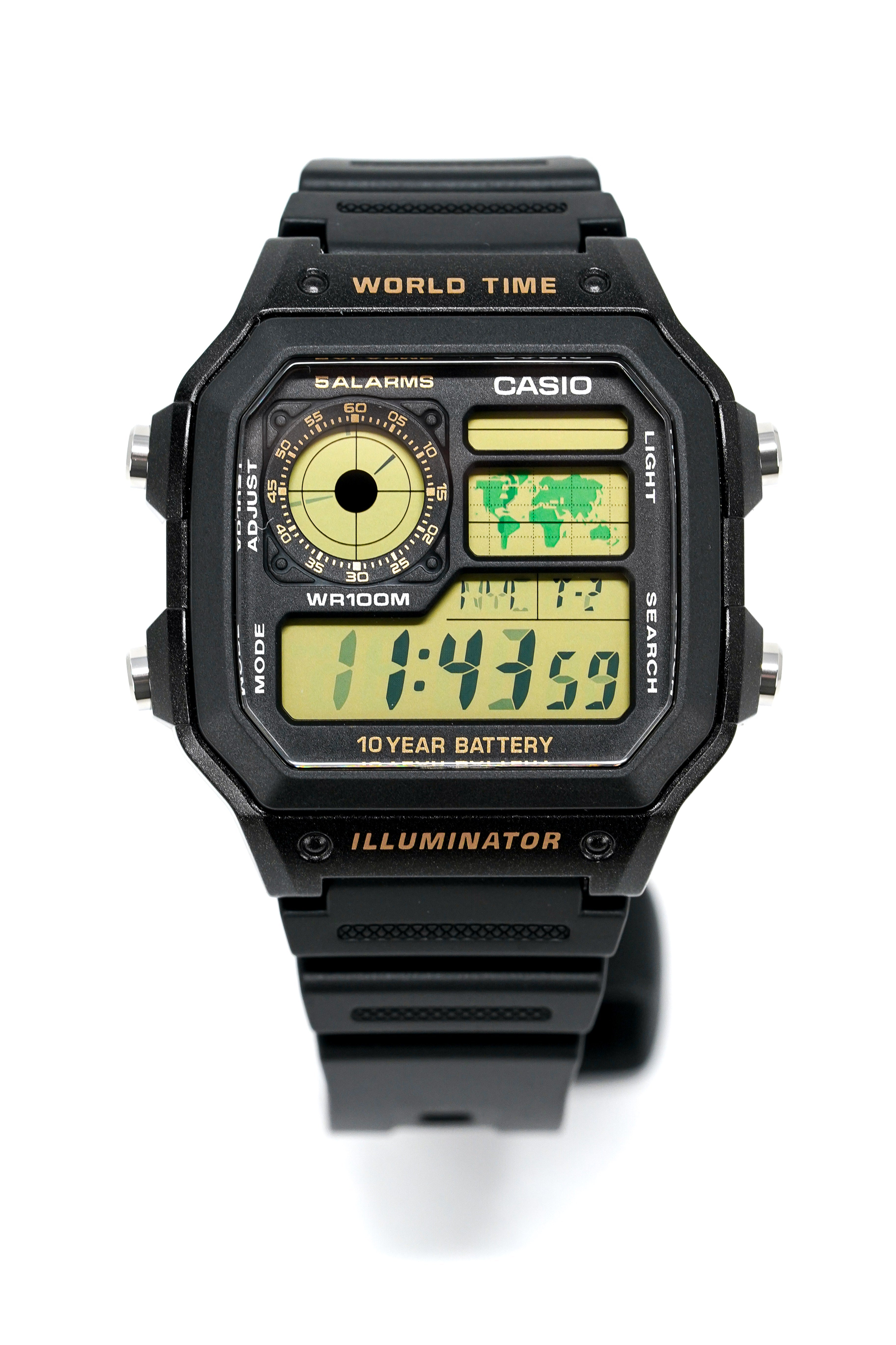 Casio Watch Digital World Time Illuminator Black AE-1200WH-1BVDF-GR8 Sunglasses