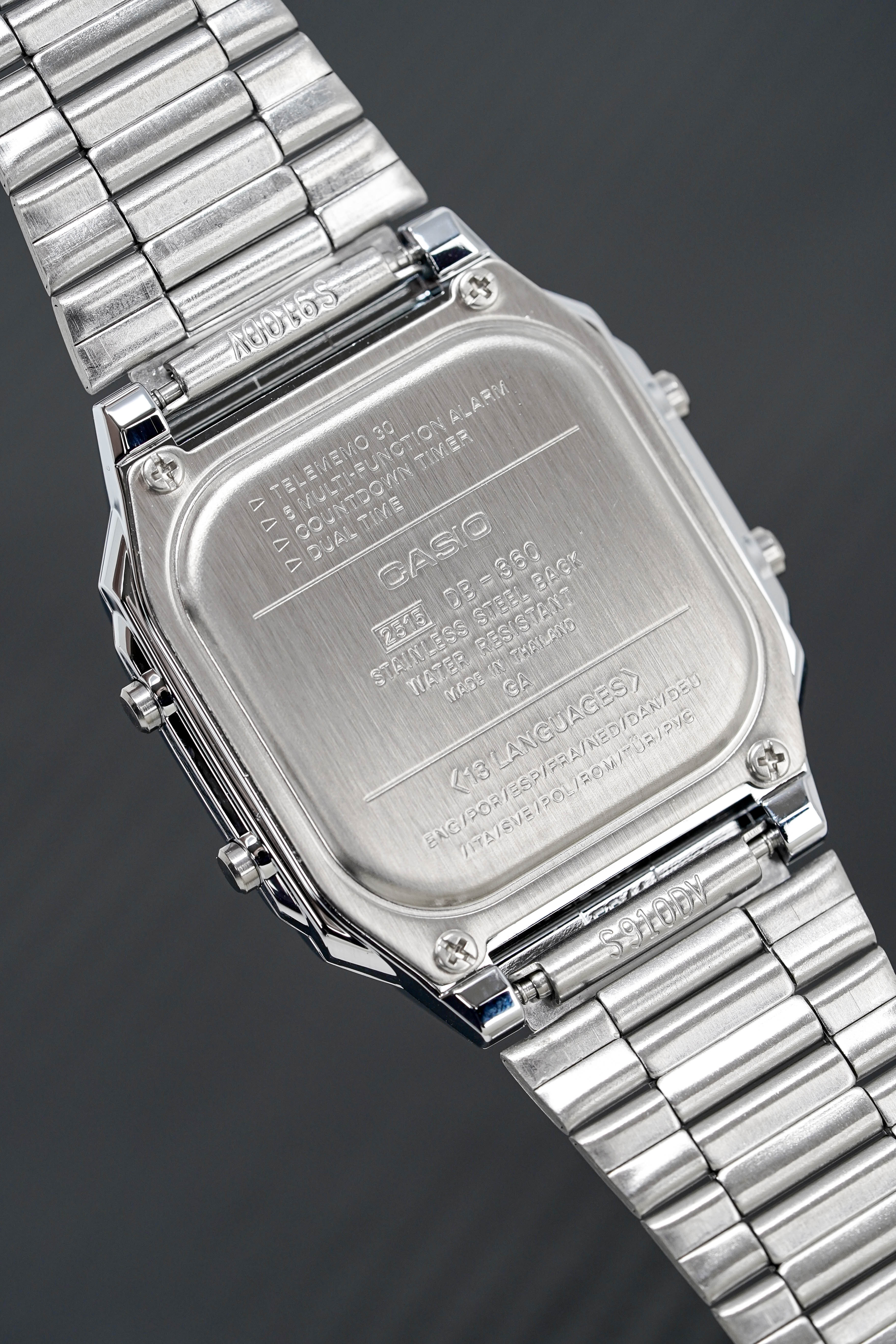 Casio Men's Watch Vintage Data Bank Digital Steel DB-360-1ADF-GR8 Sunglasses