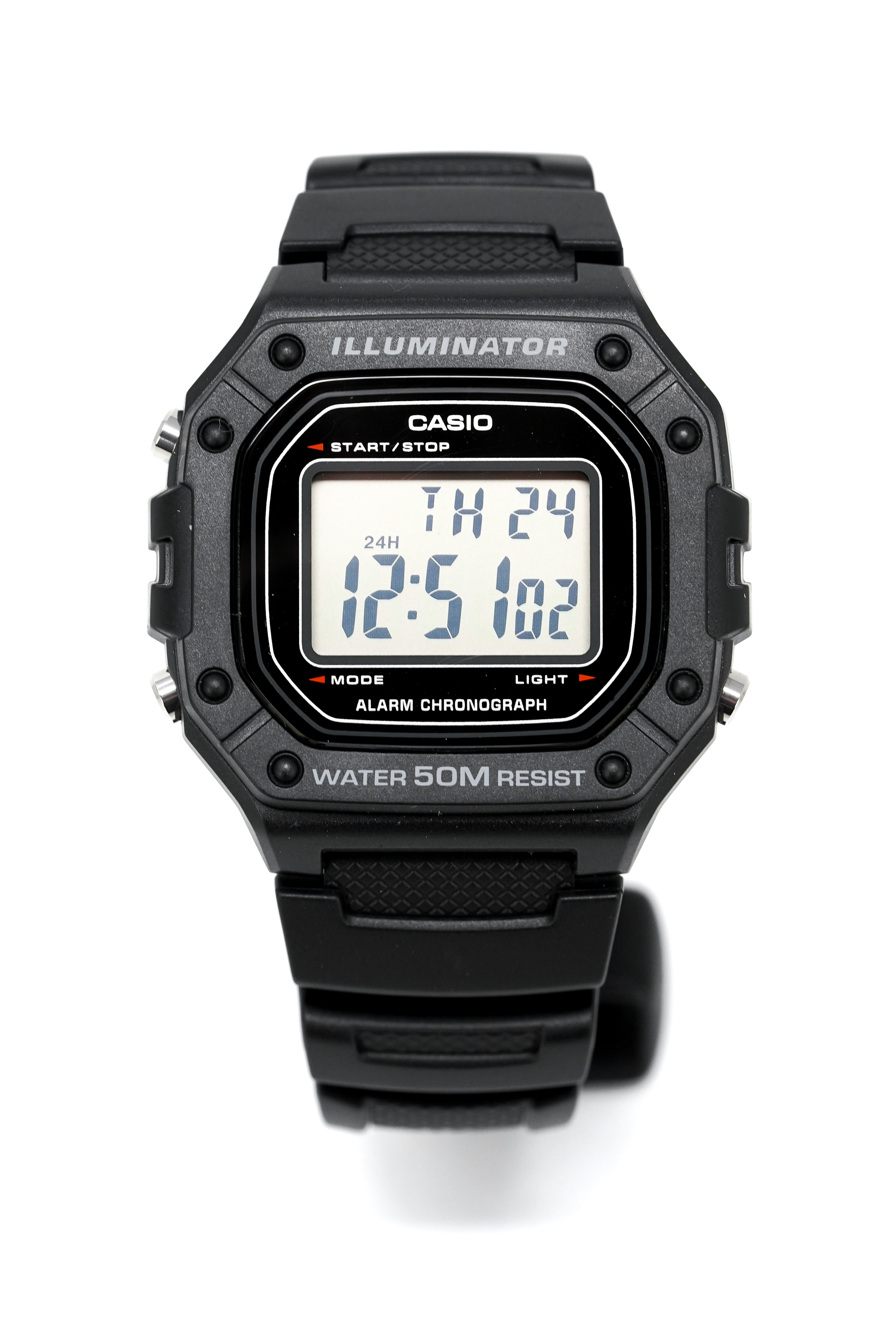Casio Watch Chronograph Digital Black W-218H-1AVDF