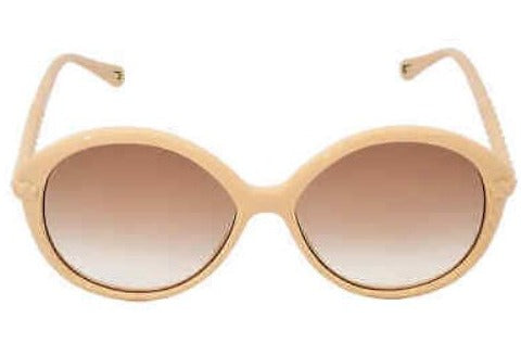 Chloé Women's Sunglasses Oversized Round White/Brown CH0002S-002 58-GR8 Sunglasses