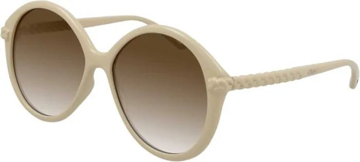 Chloé Women's Sunglasses Oversized Round White/Brown CH0002S-002 58-GR8 Sunglasses