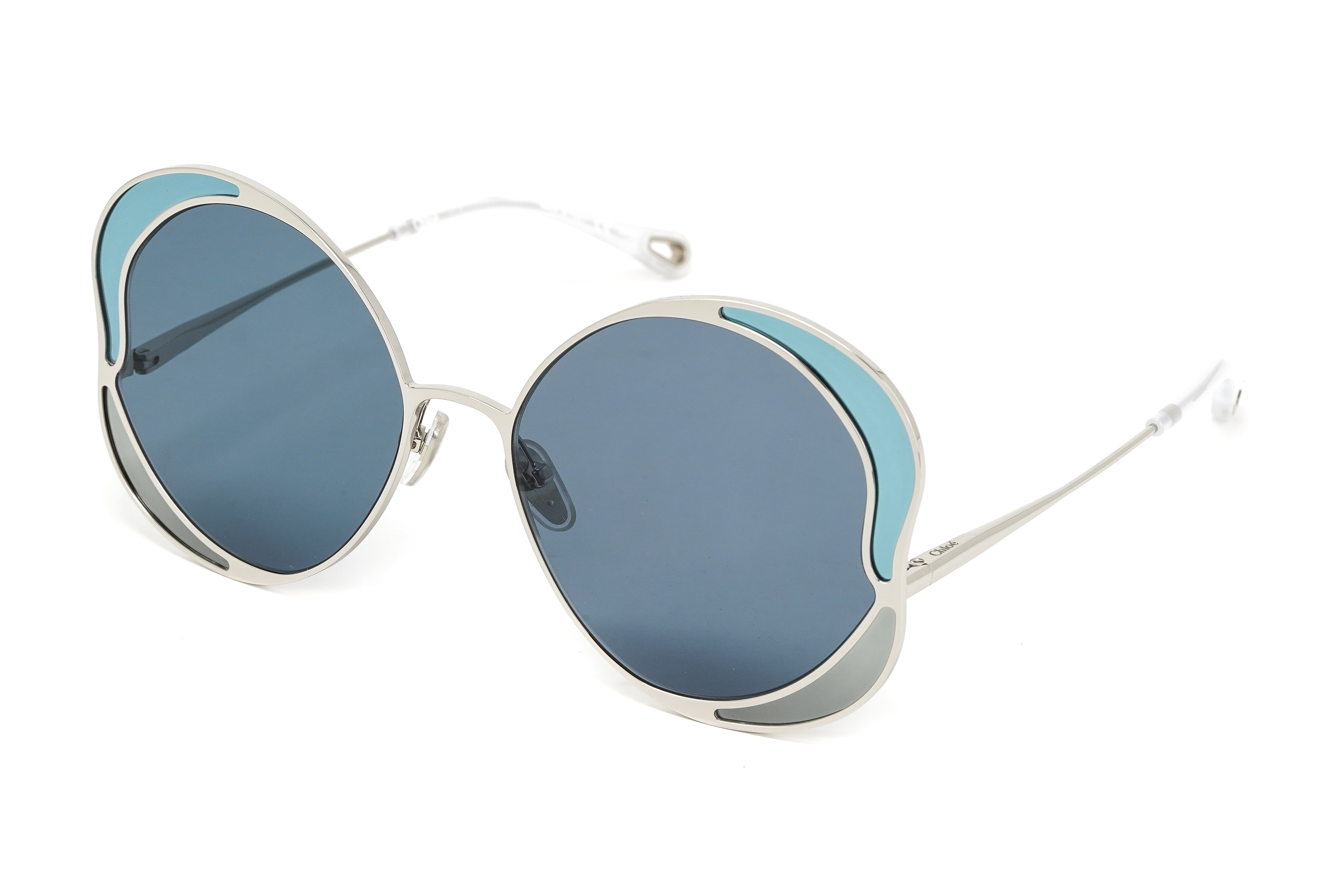 Chloé Women's Sunglasses Gemma Oversized Round Butterfly Blue CH0024S-001 60-GR8 Sunglasses