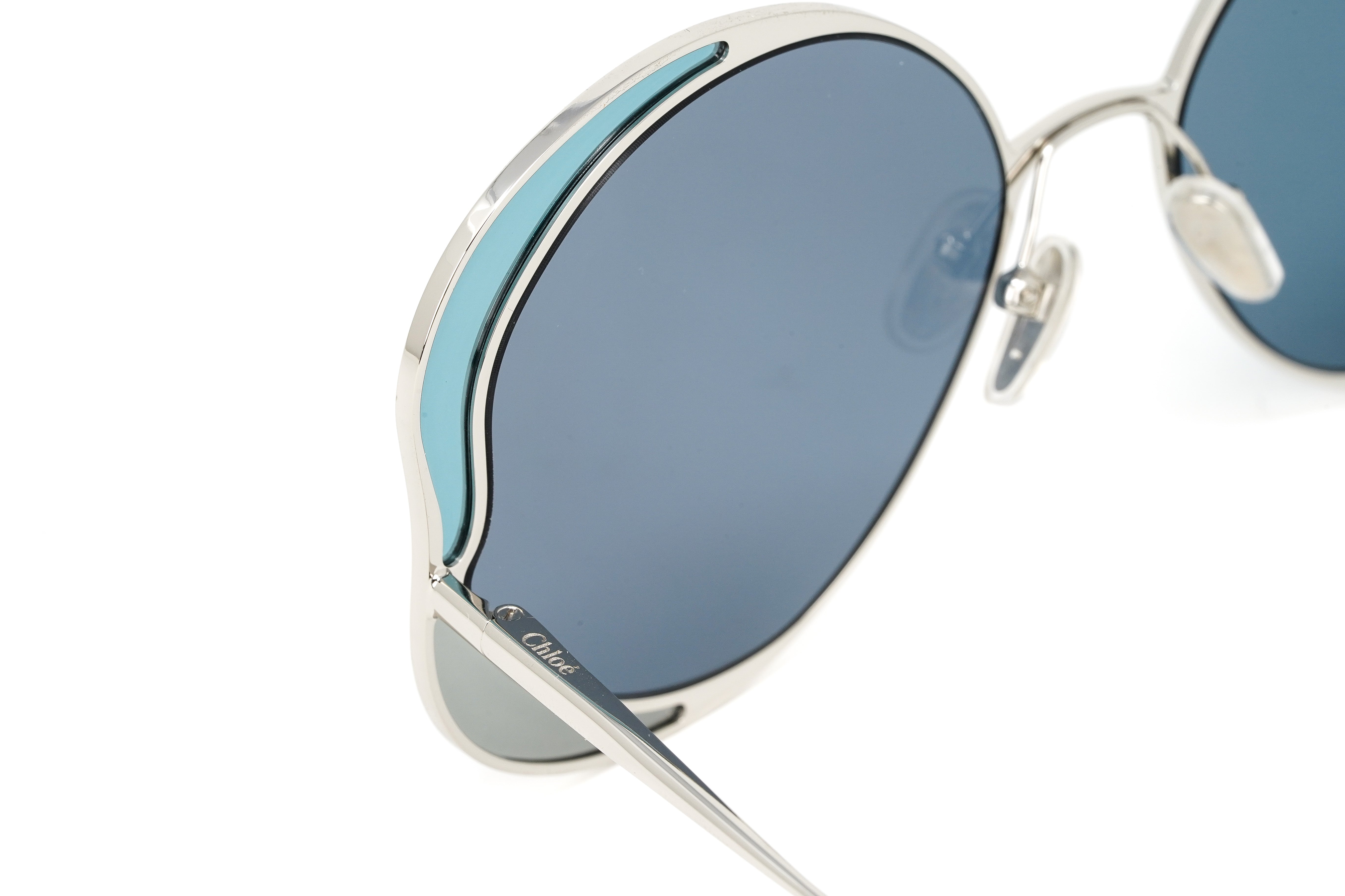 Chloé Women's Sunglasses Gemma Oversized Round Butterfly Blue CH0024S-001 60-GR8 Sunglasses