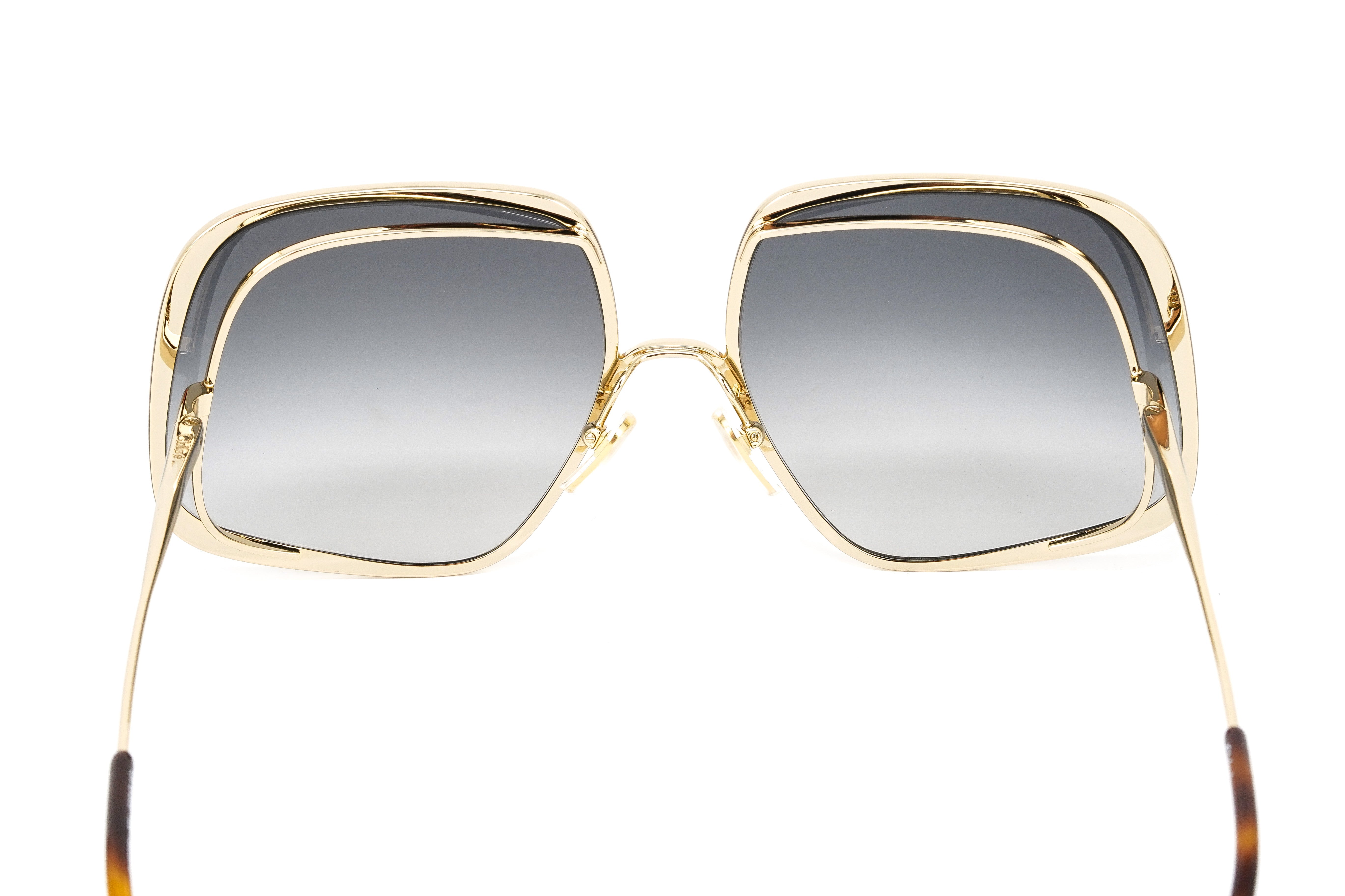 Chloé Women's Sunglasses Hanah Oversized Square Tortoise/Gold CH0035S-001 62-GR8 Sunglasses