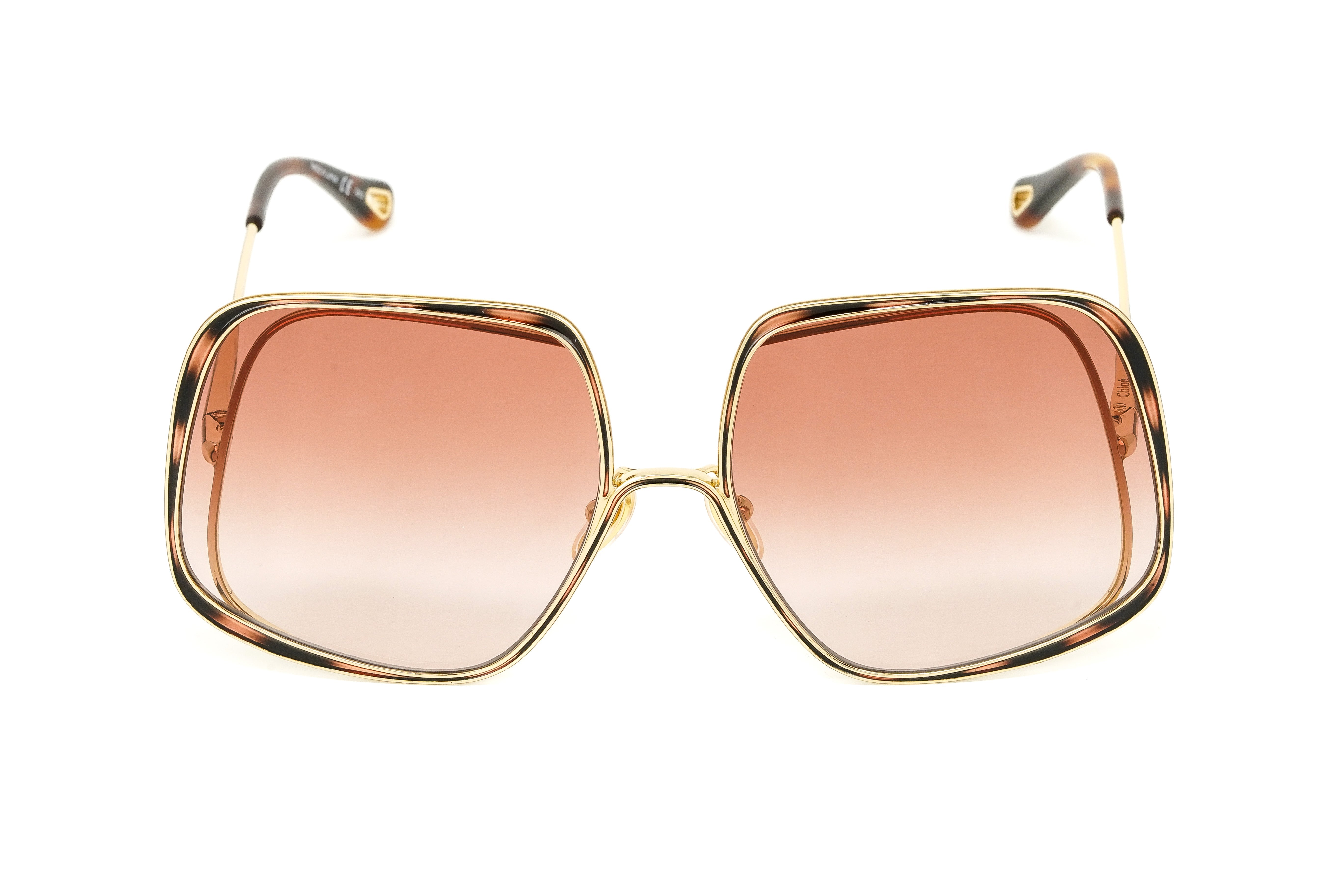 Chloé Women's Sunglasses Hanah Oversized Square Tortoise/Pink CH0035S-003 62-GR8 Sunglasses
