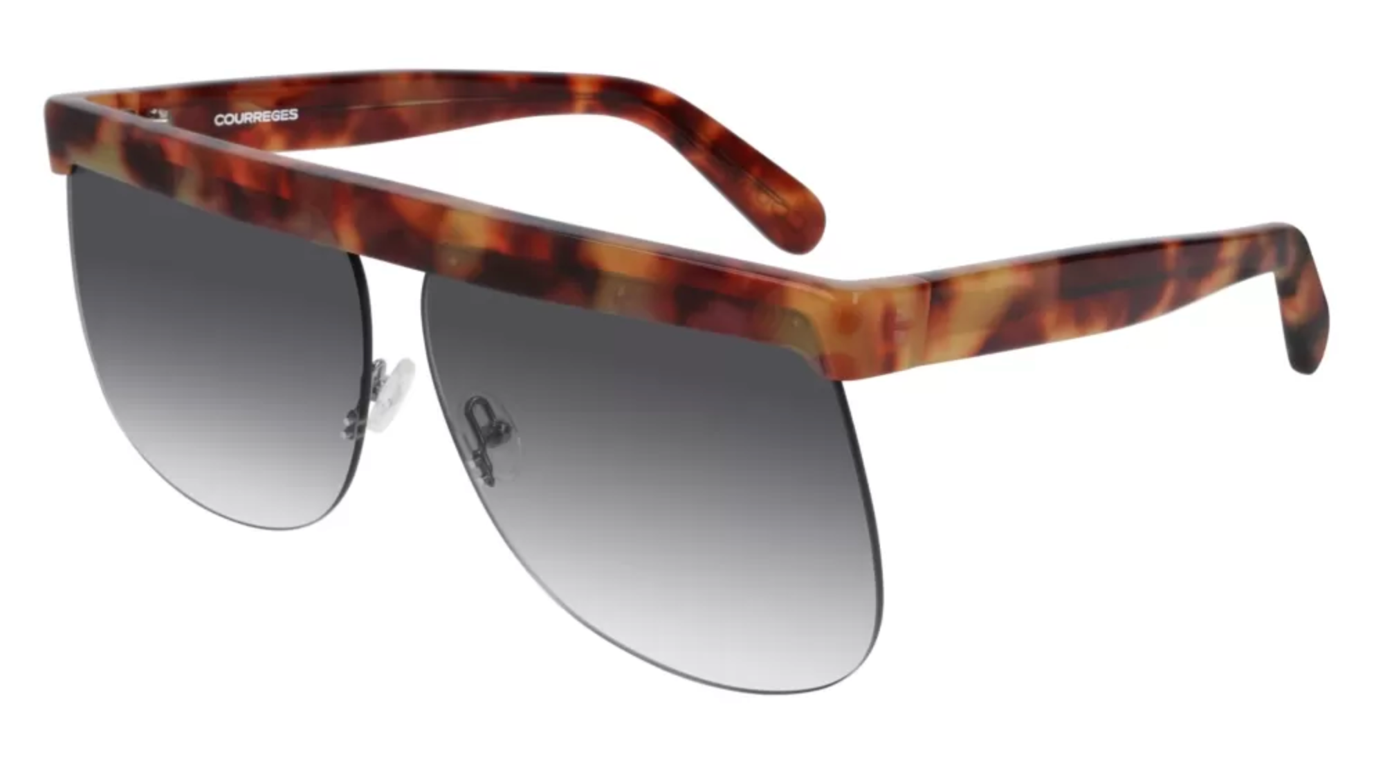 Courrèges Women's Sunglasses Oversized Flat Top Tortoise CL1901-001 66-GR8 Sunglasses