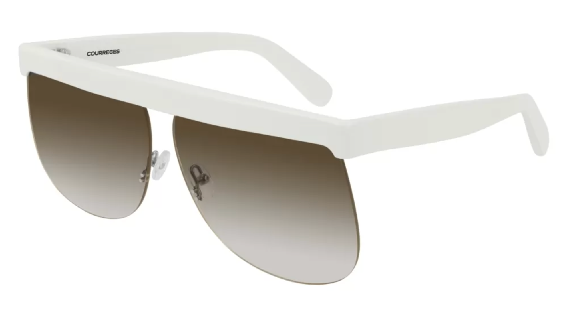 Courrèges Women's Sunglasses Oversized Flat Top White CL1901-002 66-GR8 Sunglasses