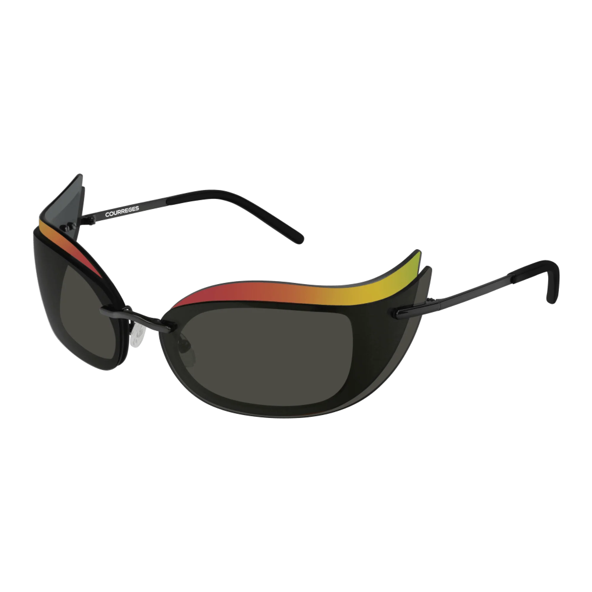 Courrèges Women's Sunglasses Cat Eye Wraparound Black and Flame CL1903-001 53-GR8 Sunglasses