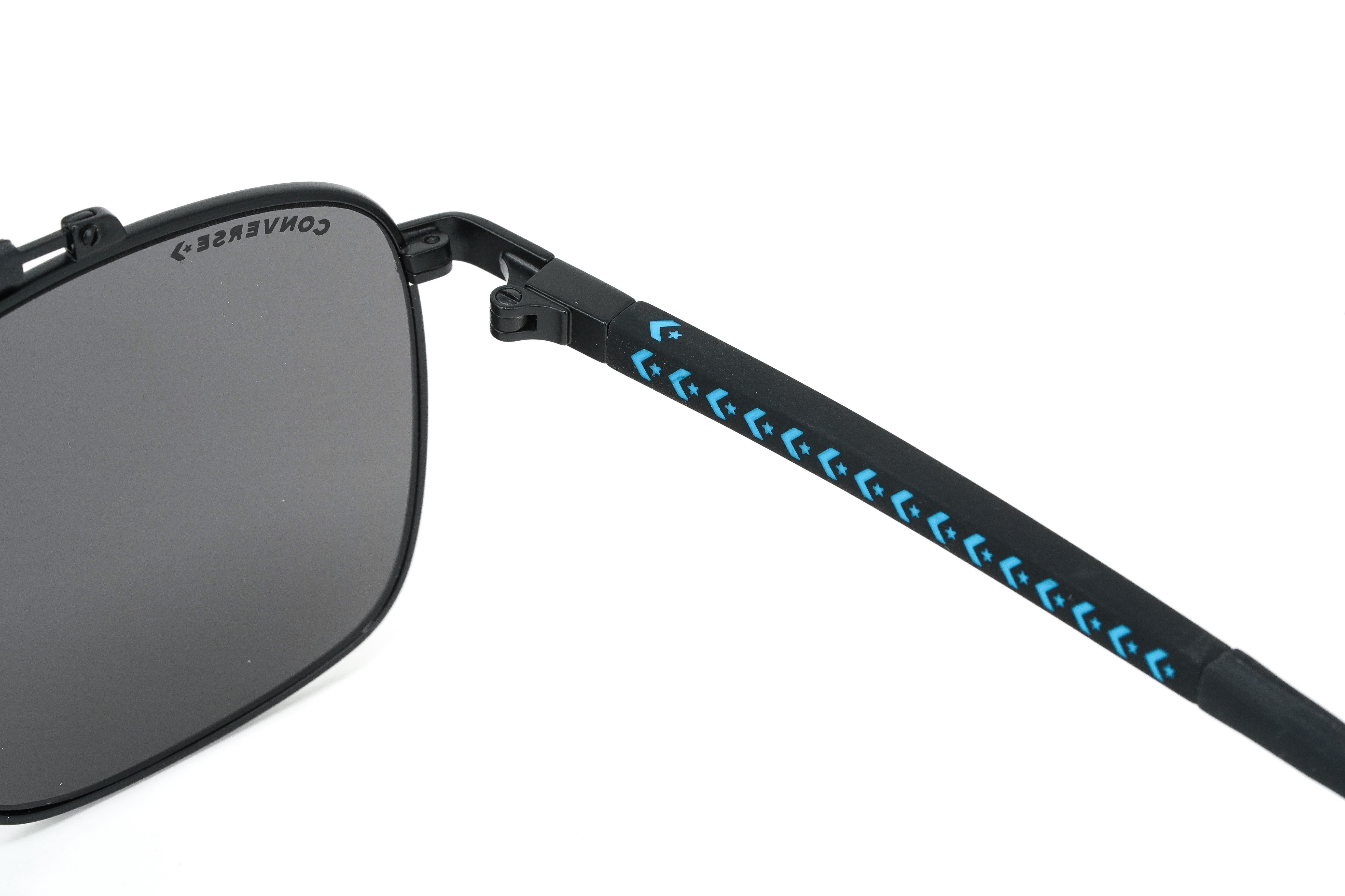 Converse Men's Sunglasses Square Flat Top Matte Black and Blue SCO229 0531-GR8 Sunglasses