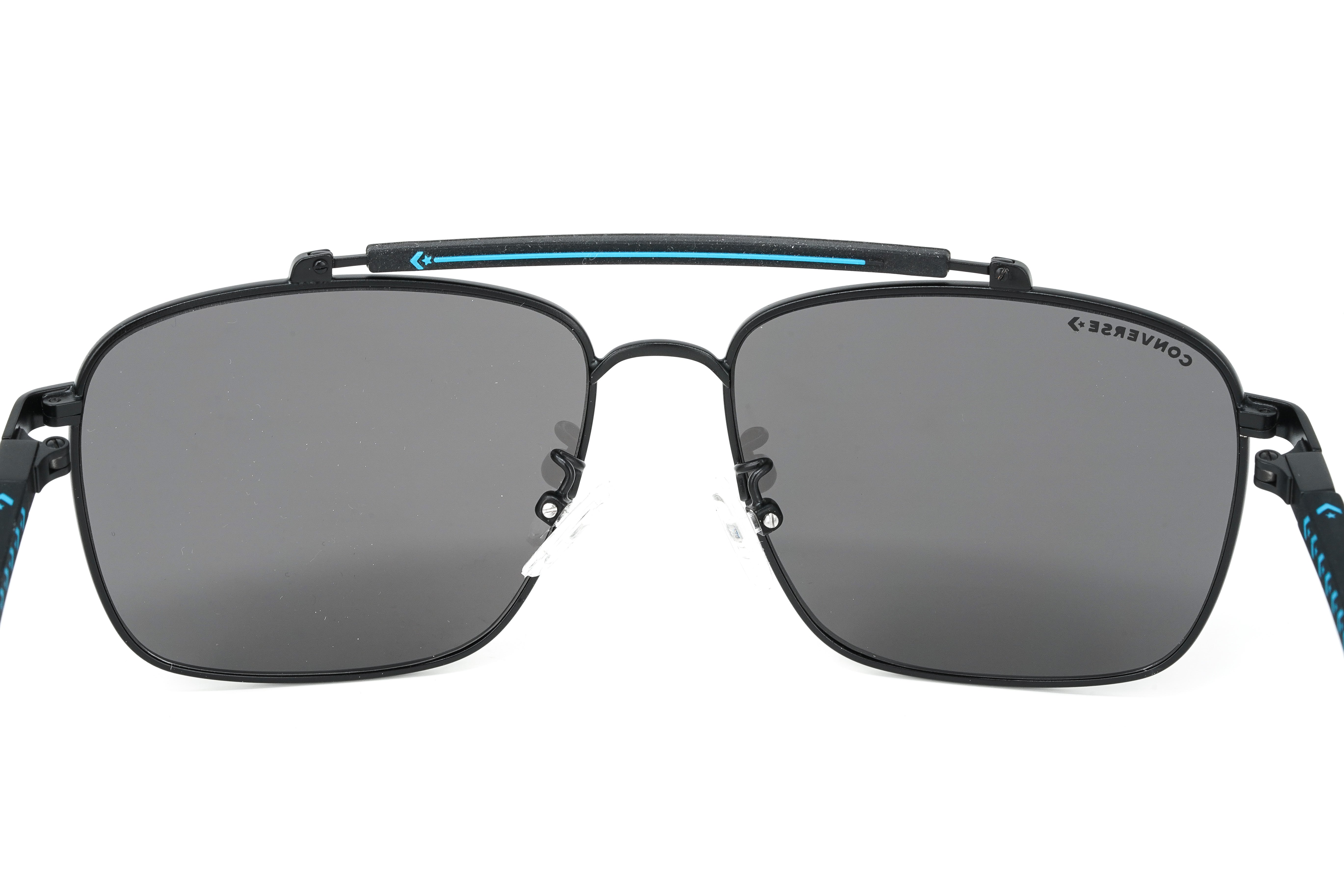 Converse Men's Sunglasses Square Flat Top Matte Black and Blue SCO229 0531-GR8 Sunglasses
