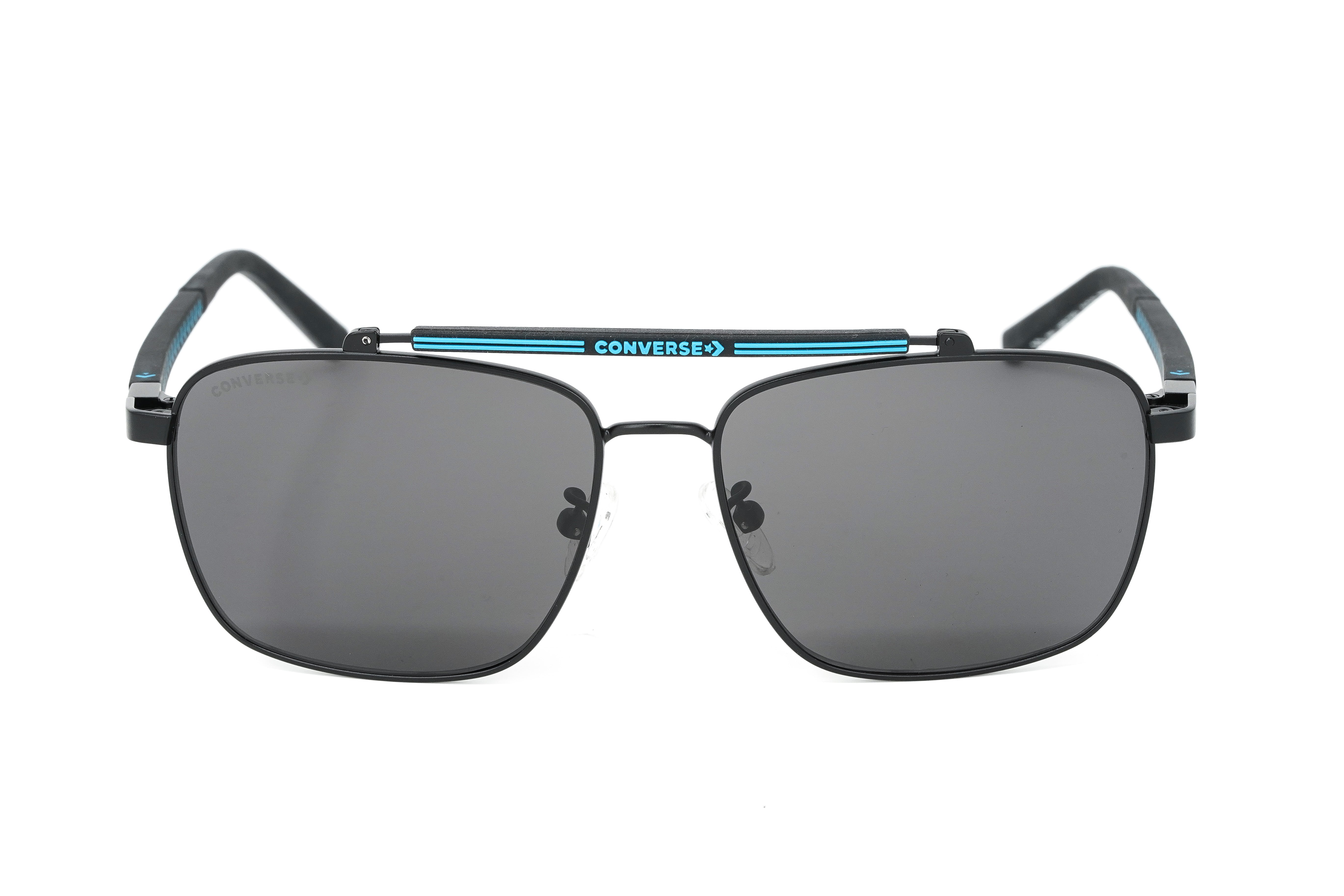 Converse Men's Sunglasses Square Flat Top Matte Black and Blue SCO229 0531-GR8 Sunglasses