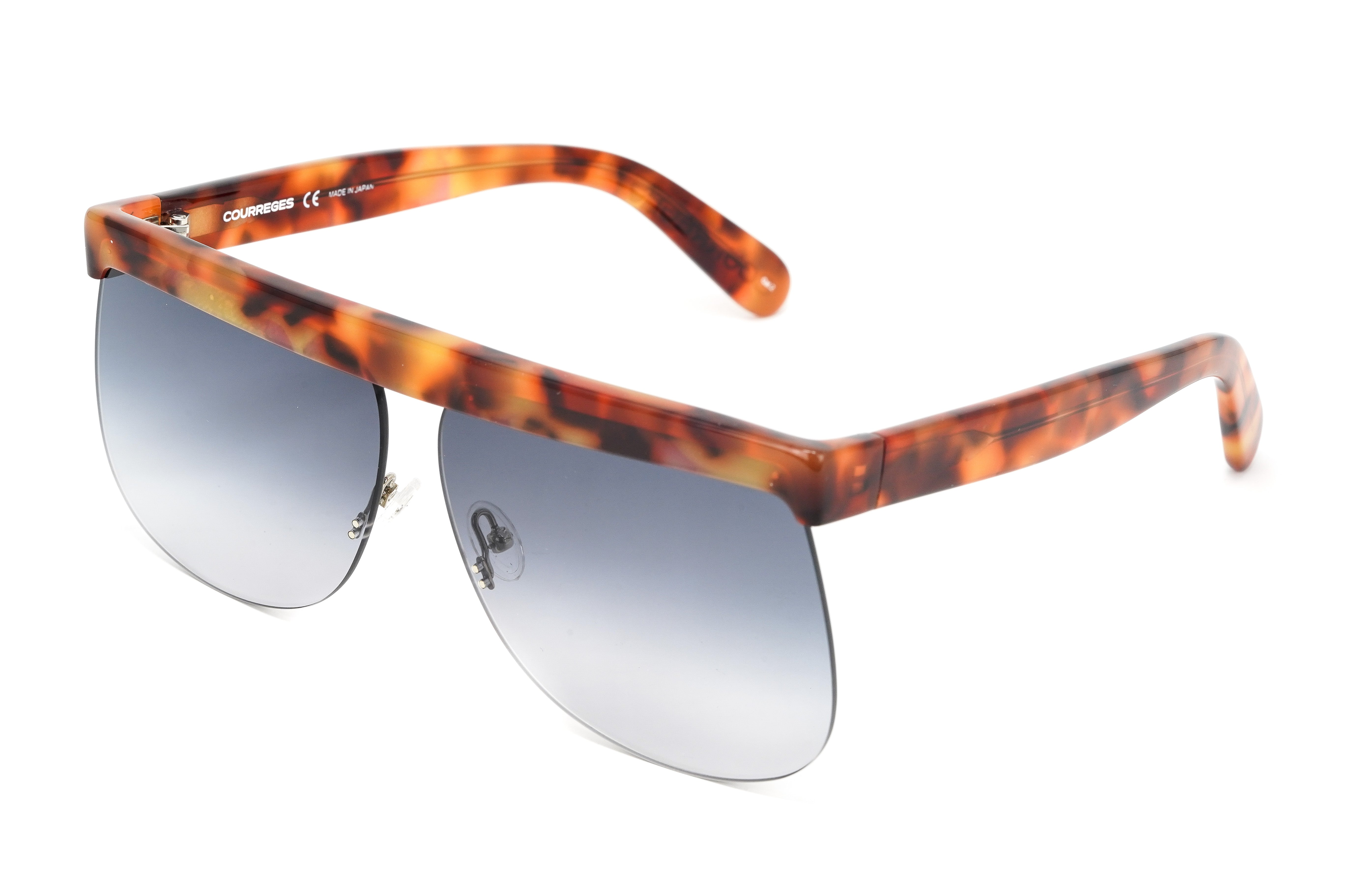 Courrèges Women's Sunglasses Oversized Flat Top Tortoise CL1901-001 66-GR8 Sunglasses