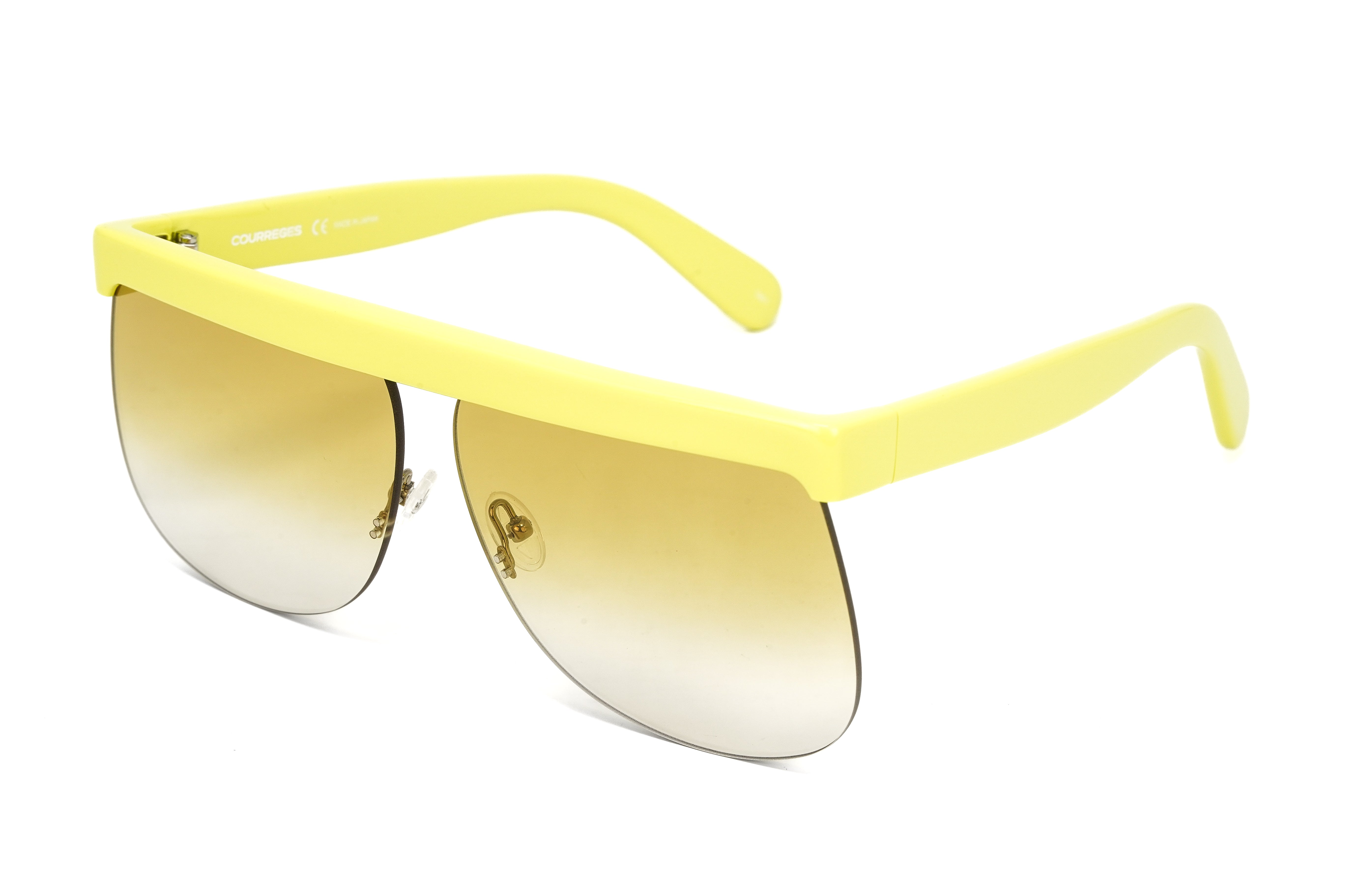Courrèges Women's Sunglasses Oversized Flat Top Yellow CL1901-003 66-GR8 Sunglasses