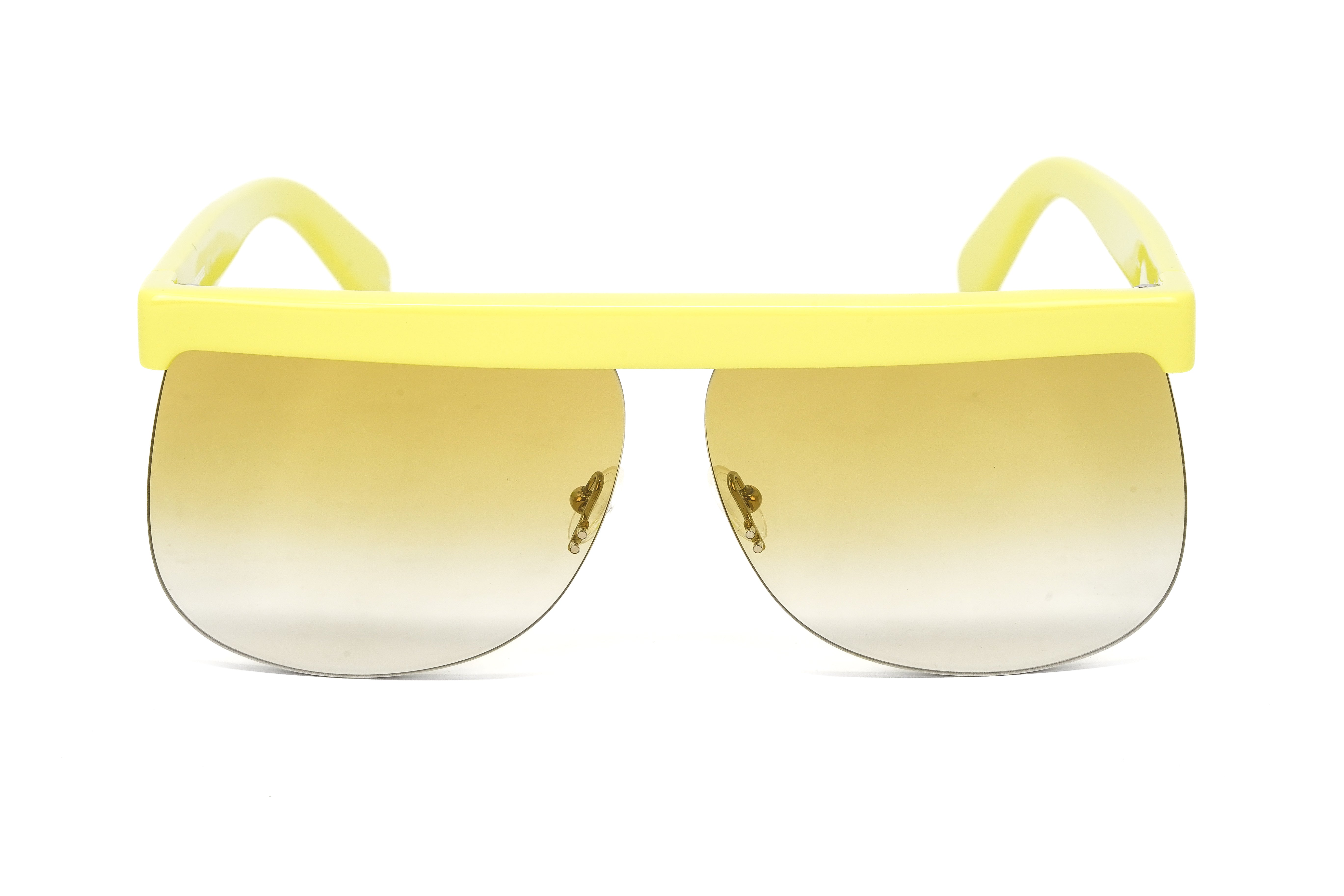 Courrèges Women's Sunglasses Oversized Flat Top Yellow CL1901-003 66-GR8 Sunglasses