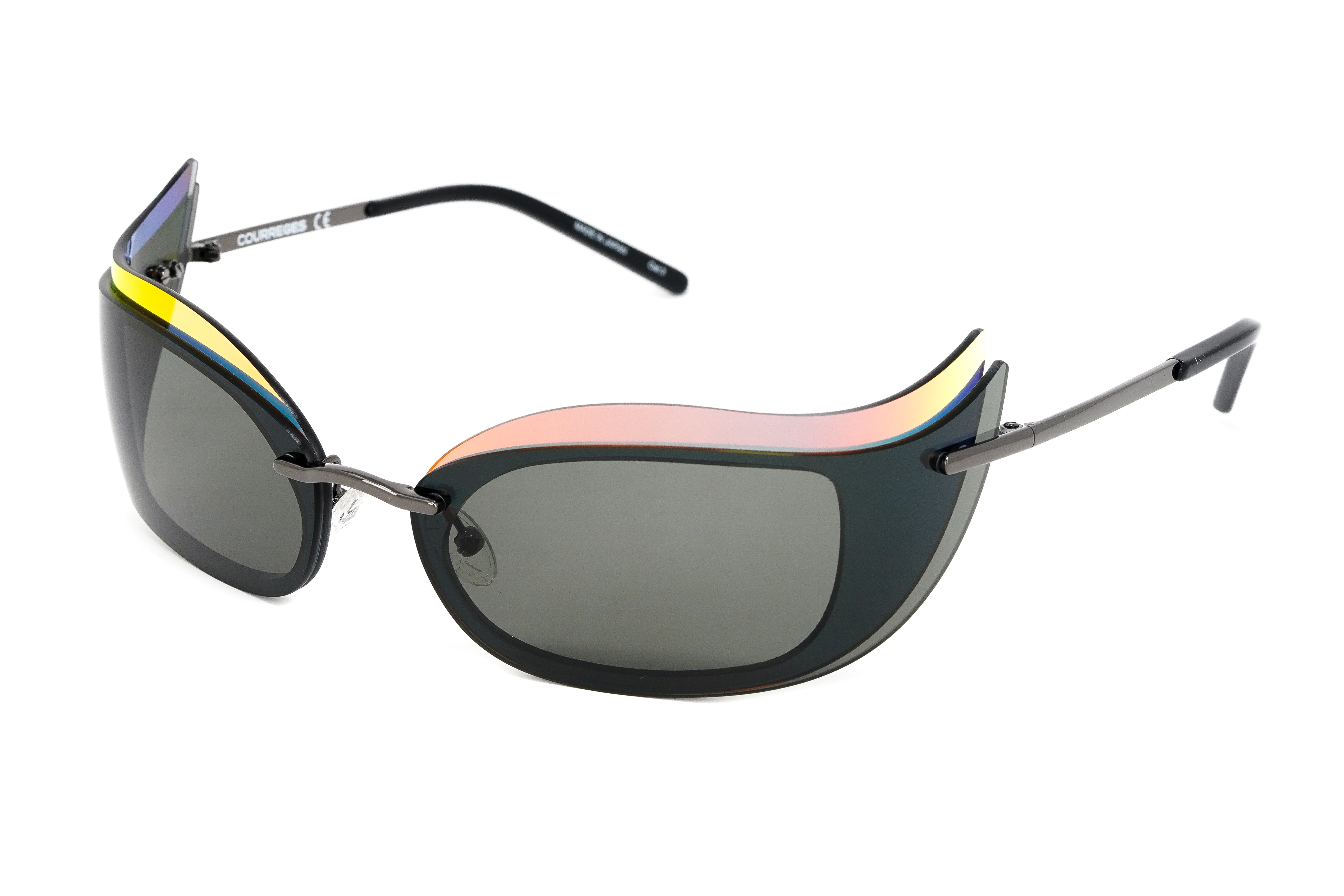 Courrèges Women's Sunglasses Cat Eye Wraparound Black and Flame CL1903-001 53-GR8 Sunglasses