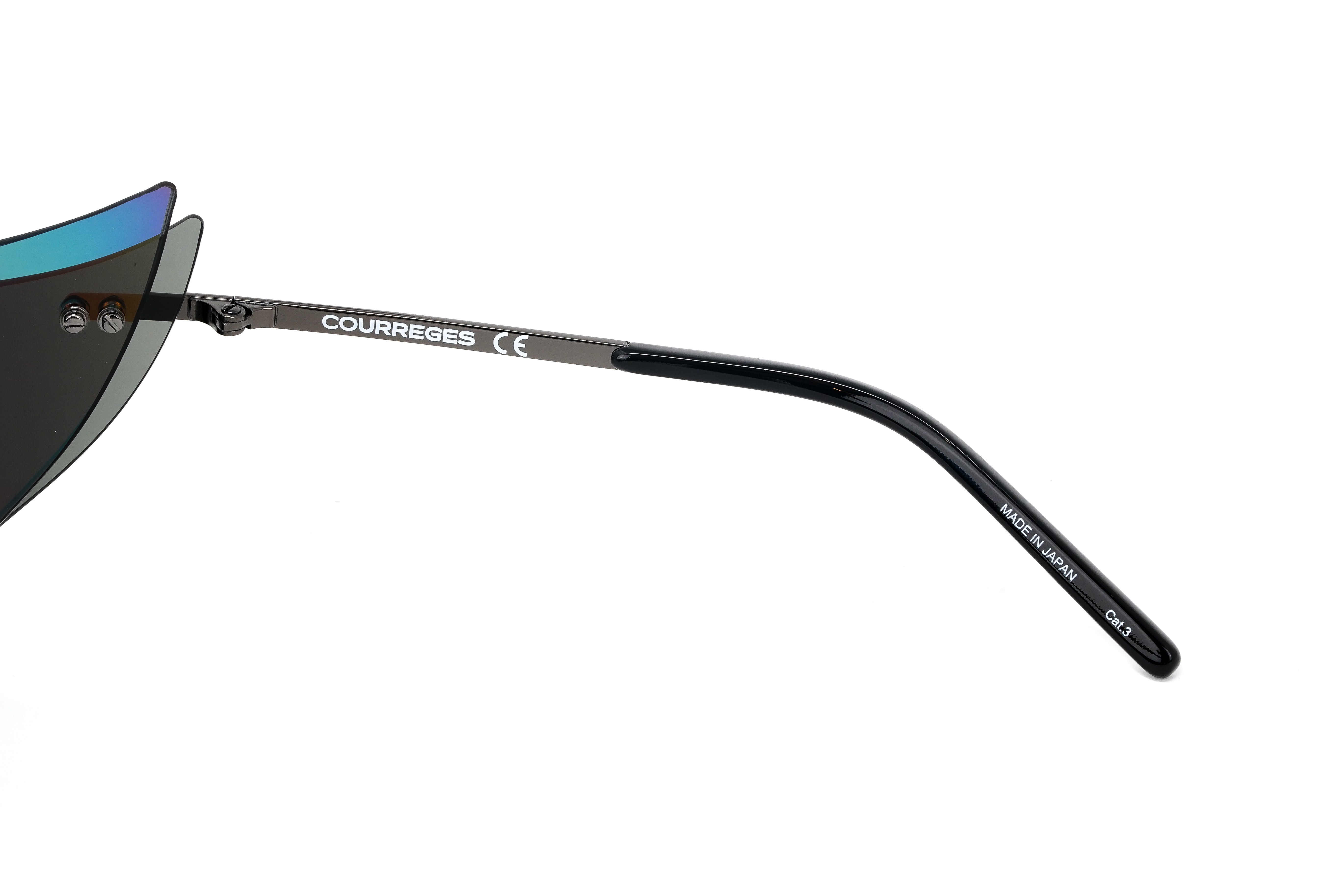 Courrèges Women's Sunglasses Cat Eye Wraparound Black and Flame CL1903-001 53-GR8 Sunglasses