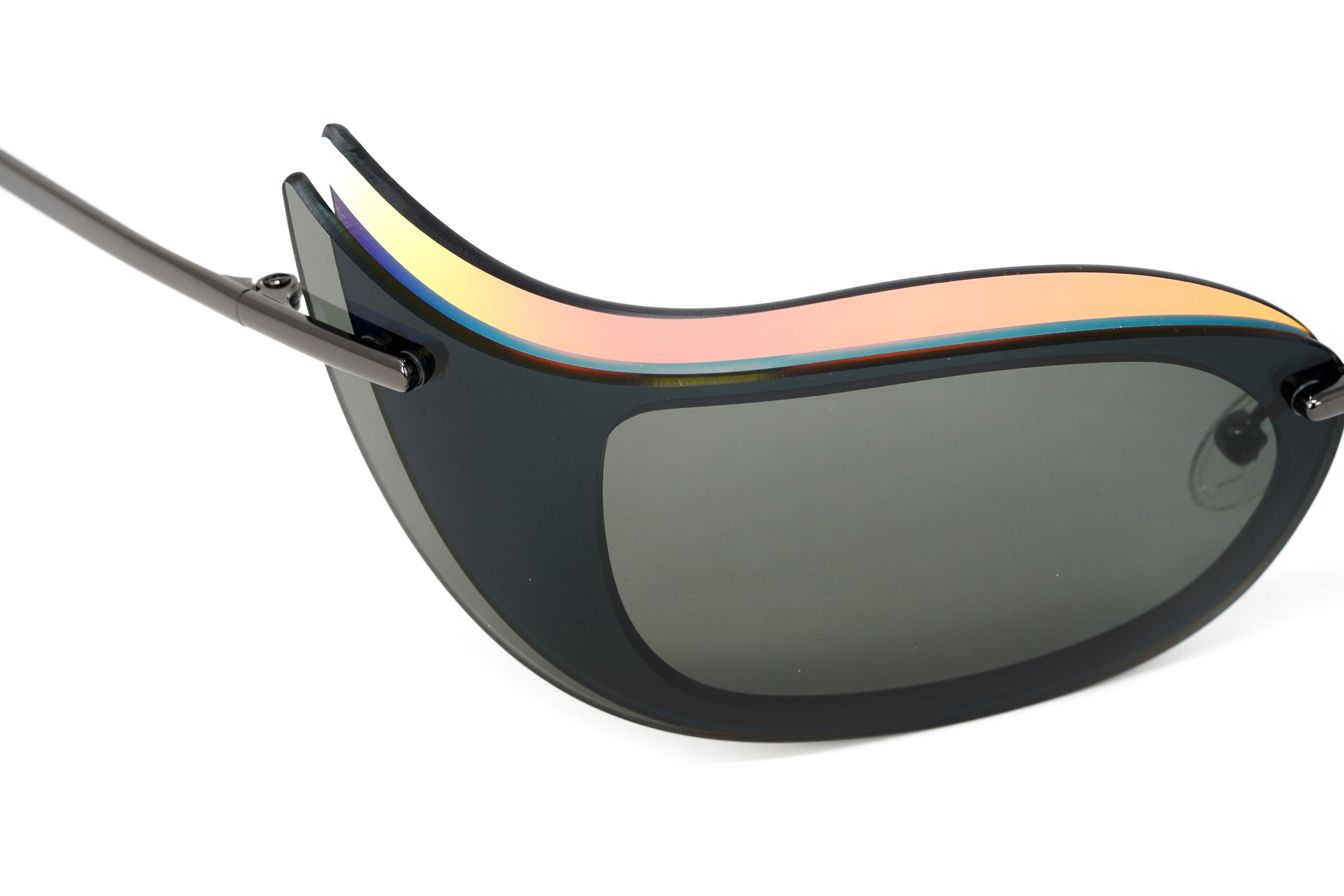 Courrèges Women's Sunglasses Cat Eye Wraparound Black and Flame CL1903-001 53-GR8 Sunglasses