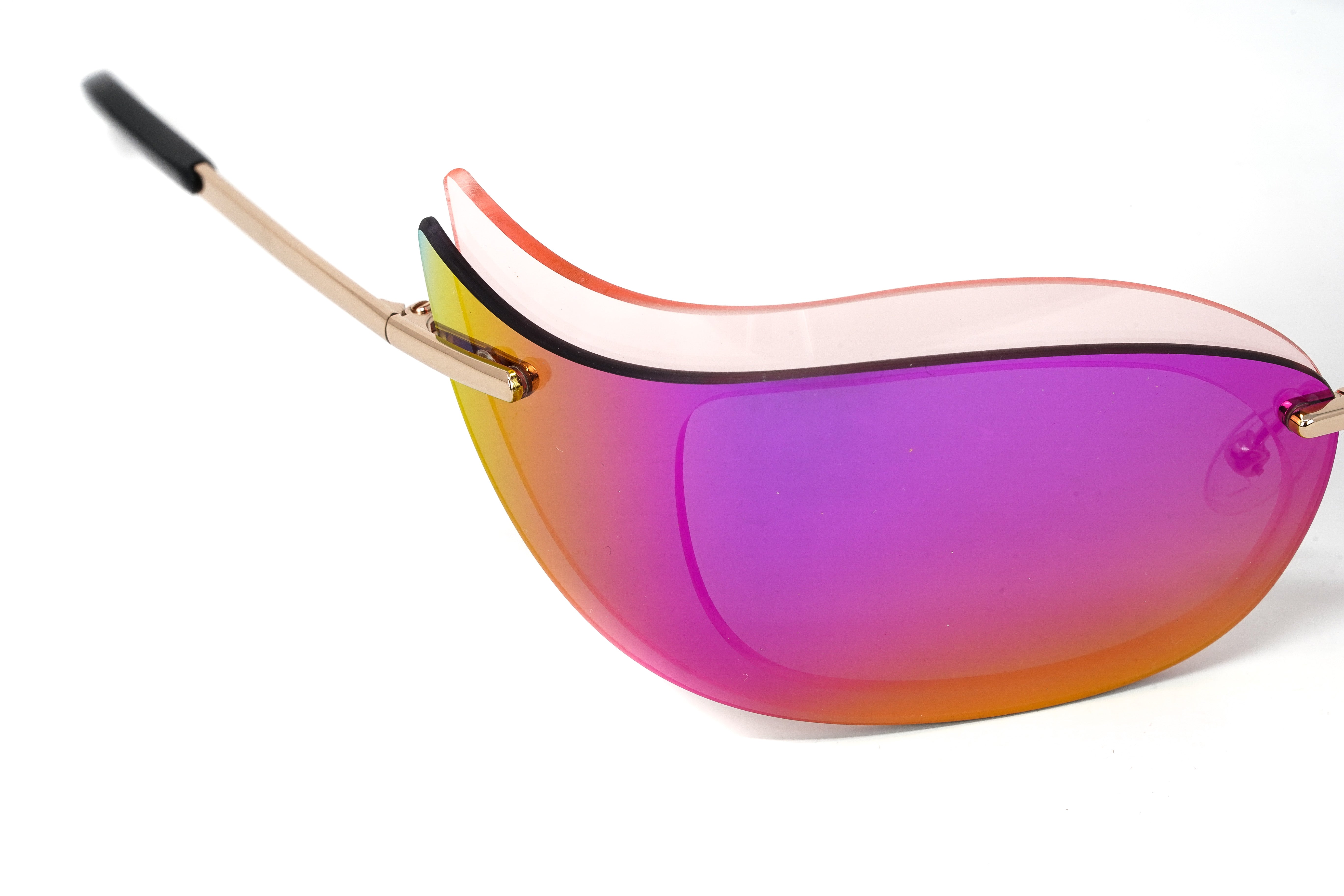 Courrèges Women's Sunglasses Cat Eye Wraparound Pink/Gold CL1903-002 53-GR8 Sunglasses